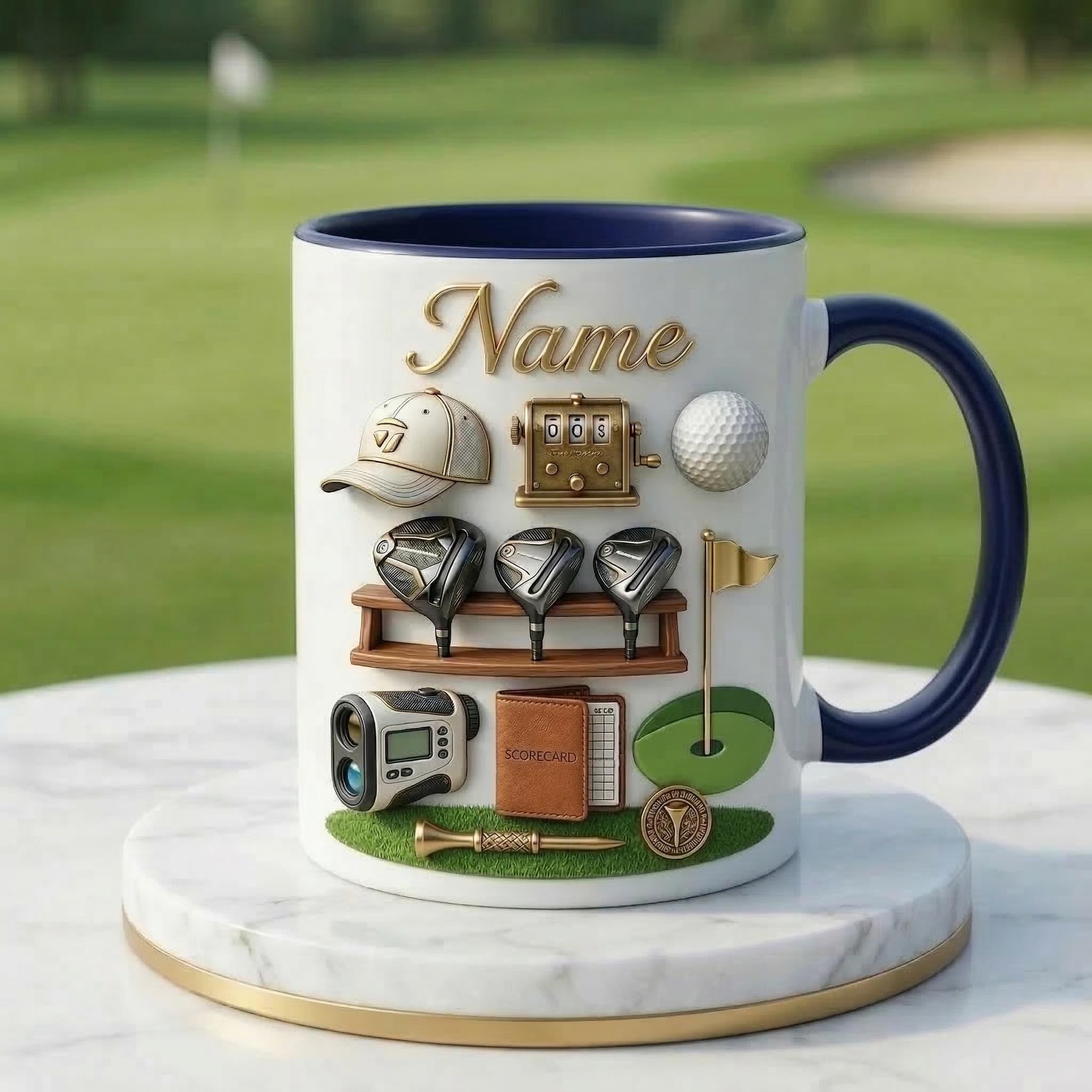 Personalized Golf Mug 3D, Ceramic Coffee Cup, Golfer Gift, 11oz or 15oz