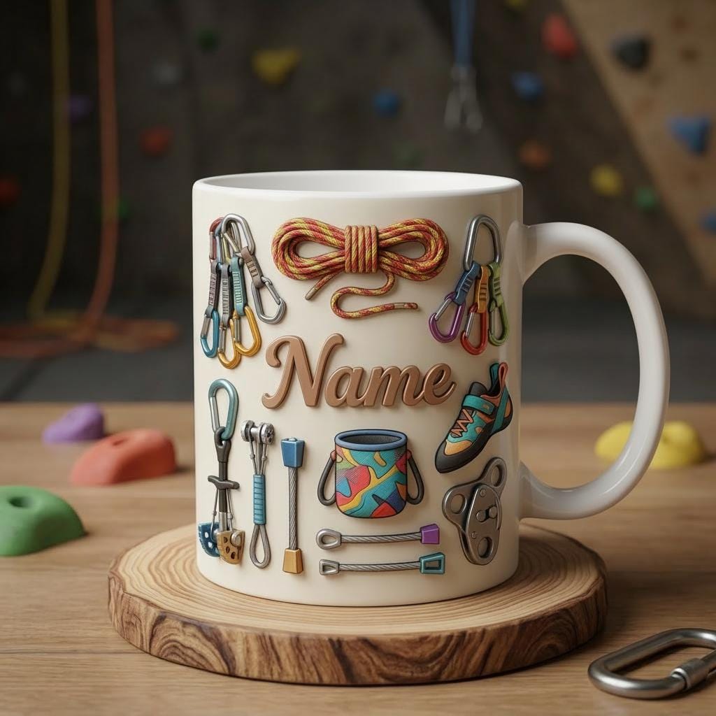 Rock Climbing Mug 3D, 3D Climber Coffee Cup, Personalized Name Ceramic Mug