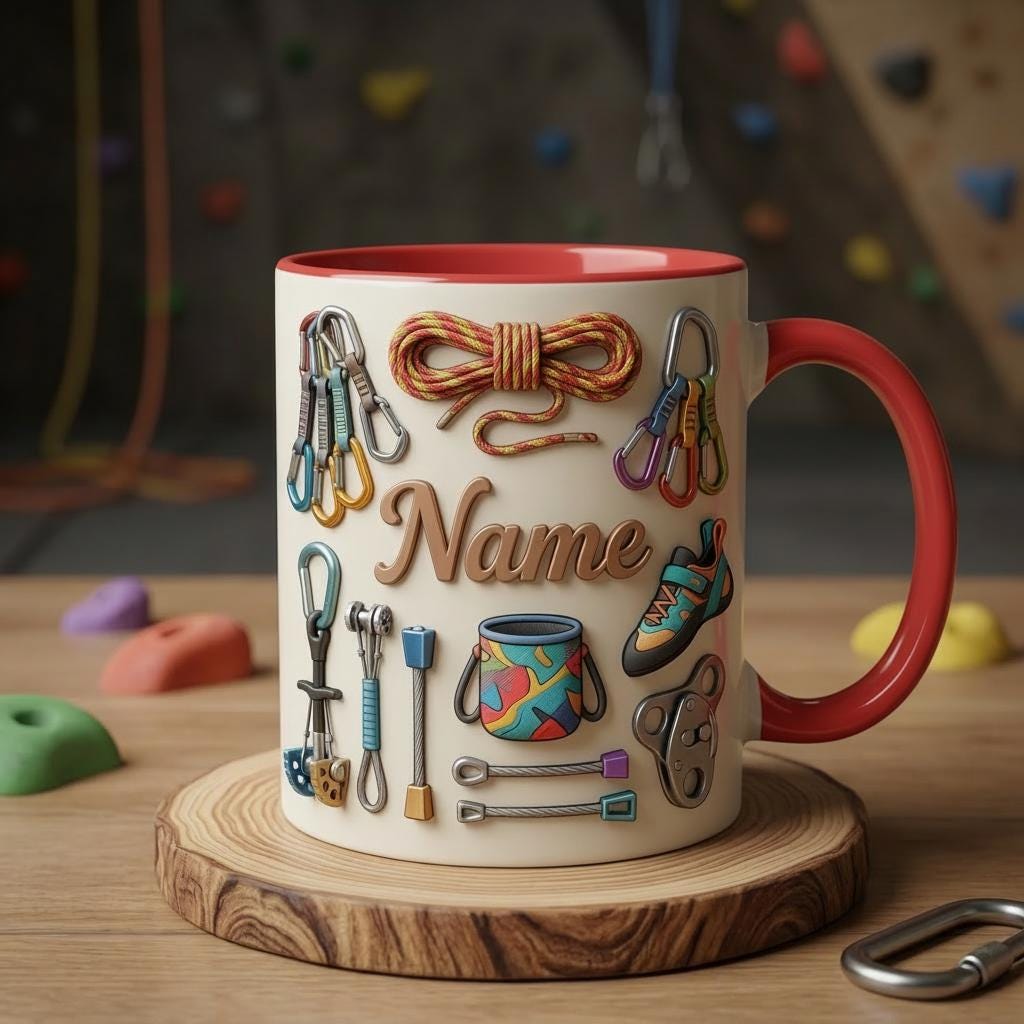 Rock Climbing Mug 3D, 3D Climber Coffee Cup, Personalized Name Ceramic Mug