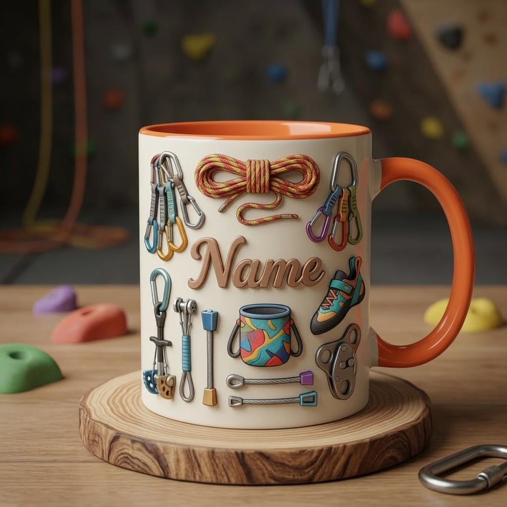 Rock Climbing Mug 3D, 3D Climber Coffee Cup, Personalized Name Ceramic Mug