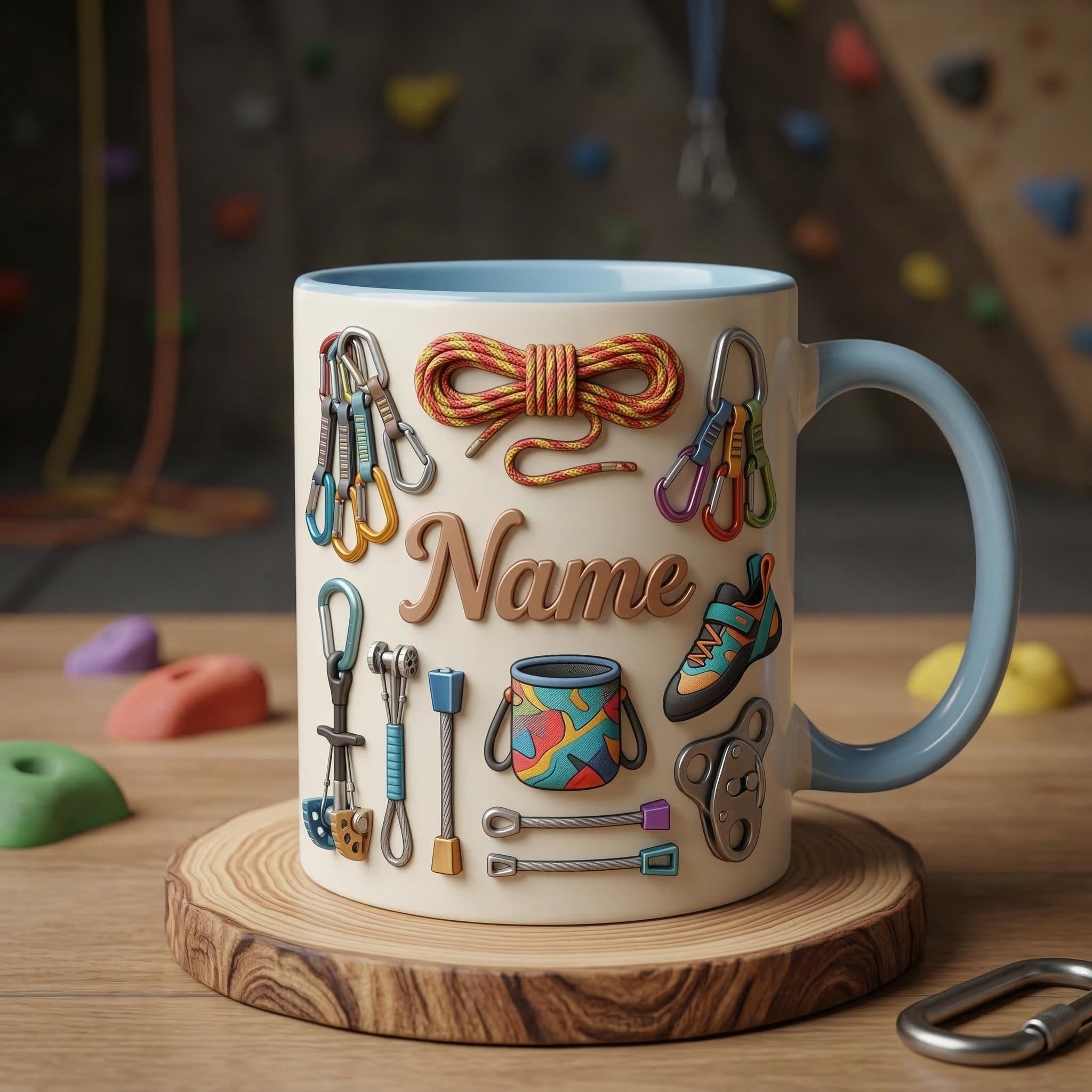 Rock Climbing Mug 3D, 3D Climber Coffee Cup, Personalized Name Ceramic Mug