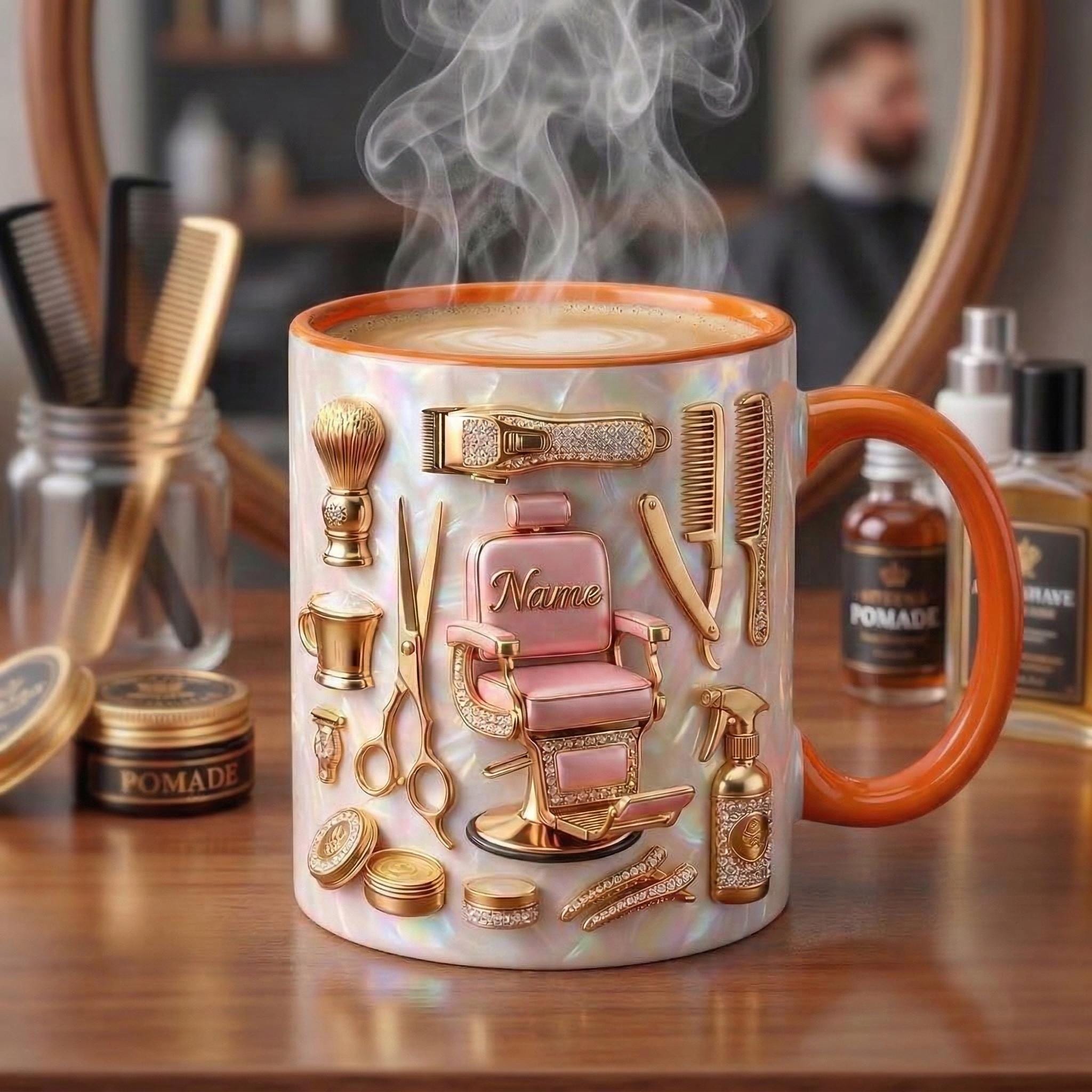 Personalized Hairstylist Barber Chair Mug 3D, Faux 3D Salon Owner Coffee Cup