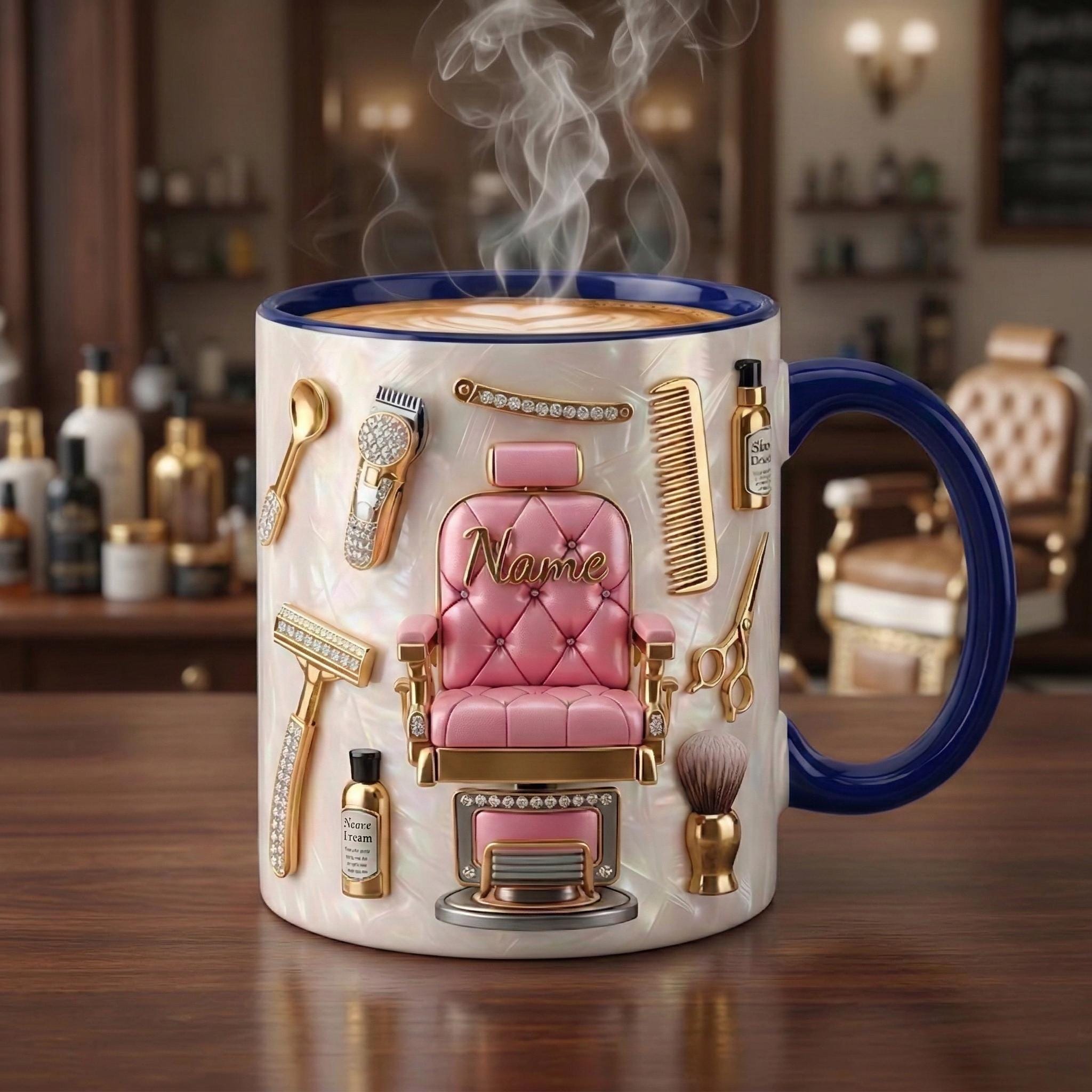 Hairstylist Mug 3D, Faux 3D Effect, Personalized Salon Owner Coffee Cup