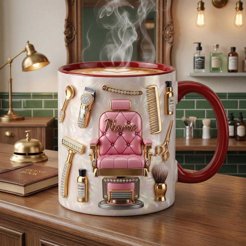 Hairstylist Mug 3D, Faux 3D Effect, Personalized Salon Owner Coffee Cup