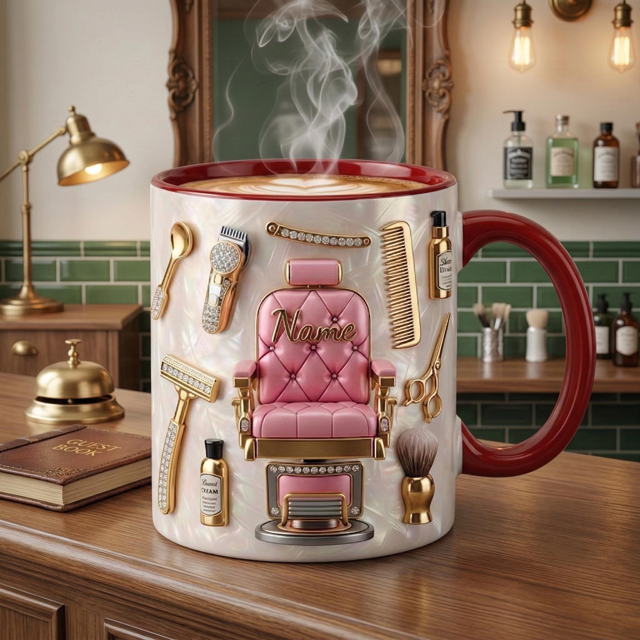 Hairstylist Mug 3D, Faux 3D Effect, Personalized Salon Owner Coffee Cup