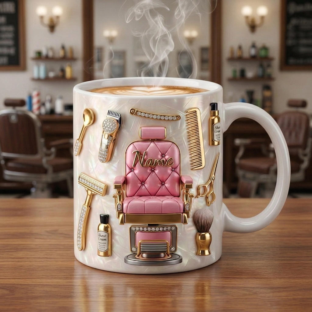 Hairstylist Mug 3D, Faux 3D Effect, Personalized Salon Owner Coffee Cup