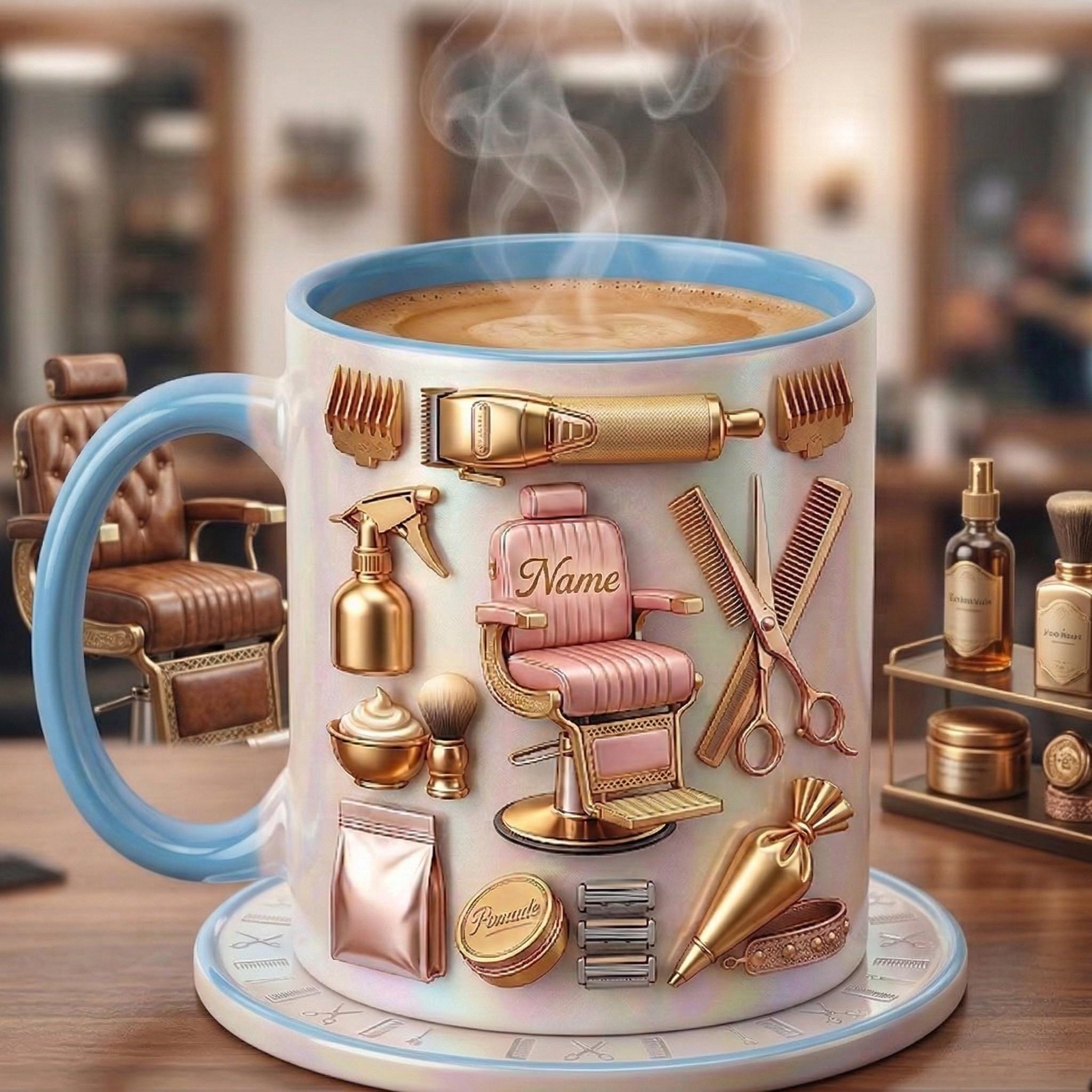 Hairstylist Mug 3D, Faux 3D Effect Mug, Personalized Hairdresser Coffee Cup, Custom Name Salon Gift