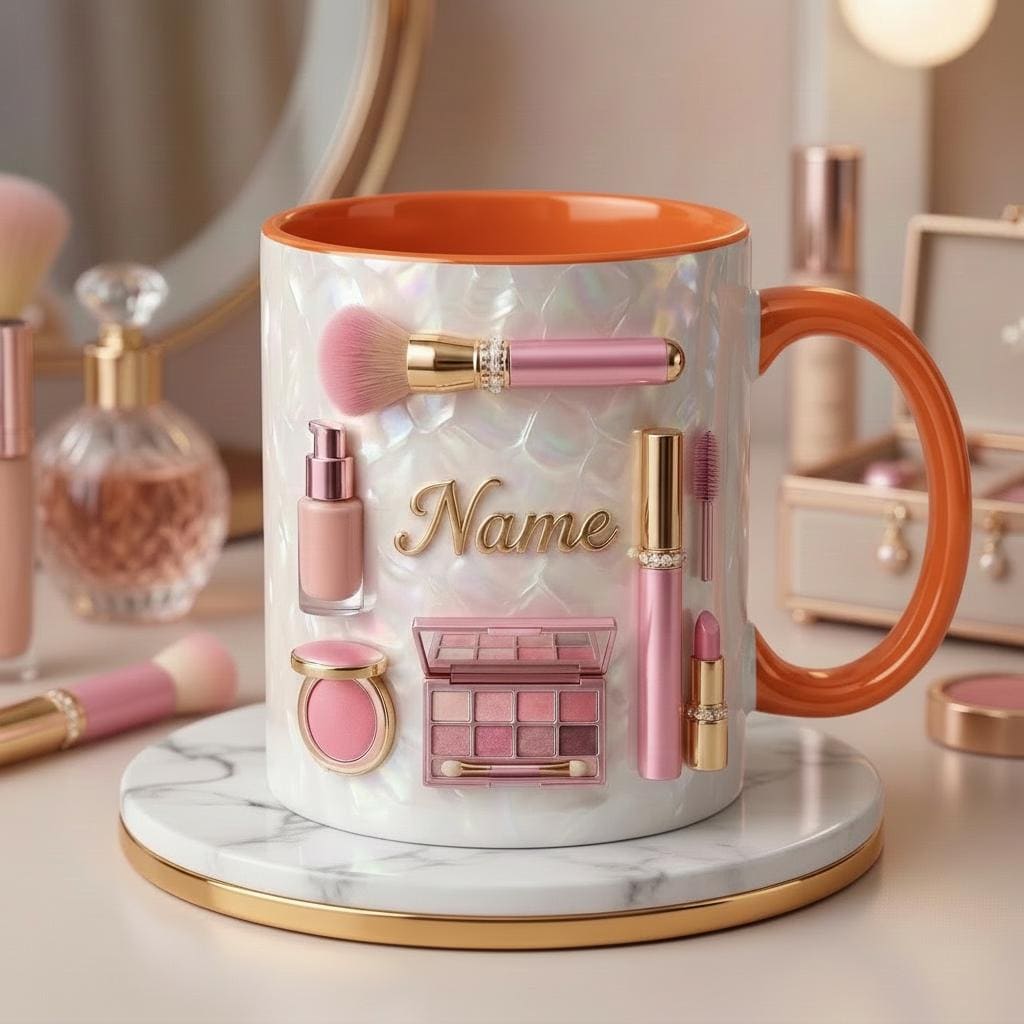 Make Up Mug 3D, Faux 3D Effect Mug, Makeup Artist Coffee Cup, Personalized Salon Gift