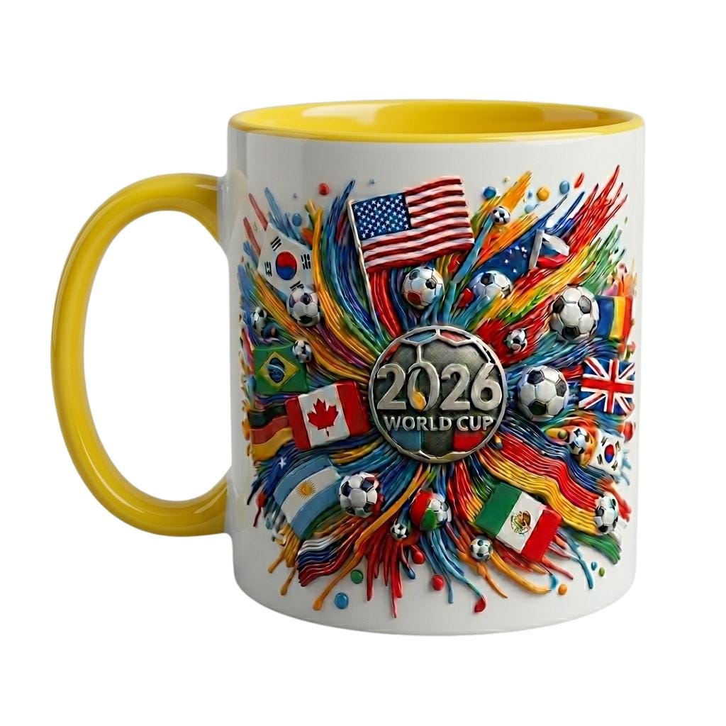 2026 World Cup Ceramic Mug, Soccer Fan Gift, Sports Coffee Cup