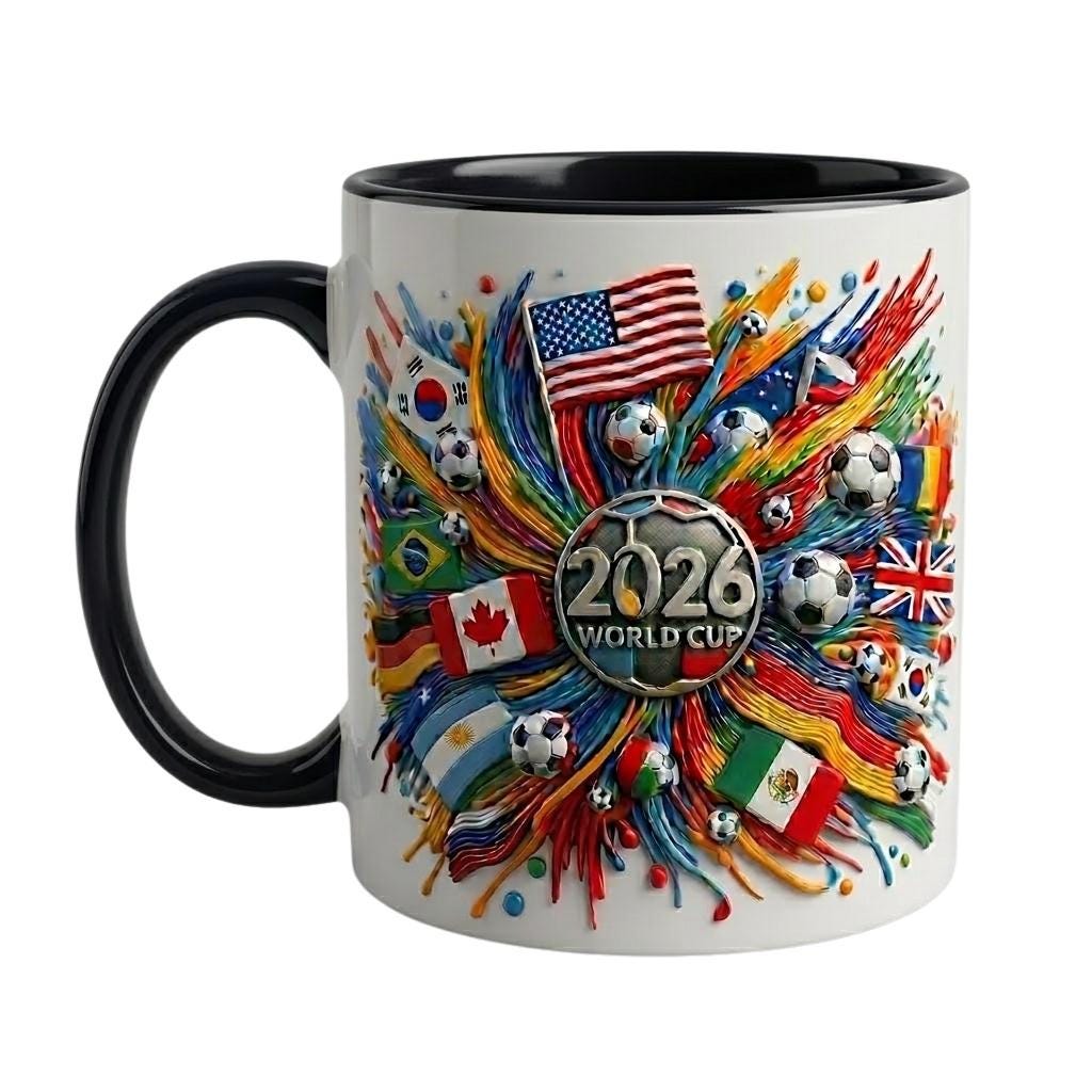 2026 World Cup Ceramic Mug, Soccer Fan Gift, Sports Coffee Cup