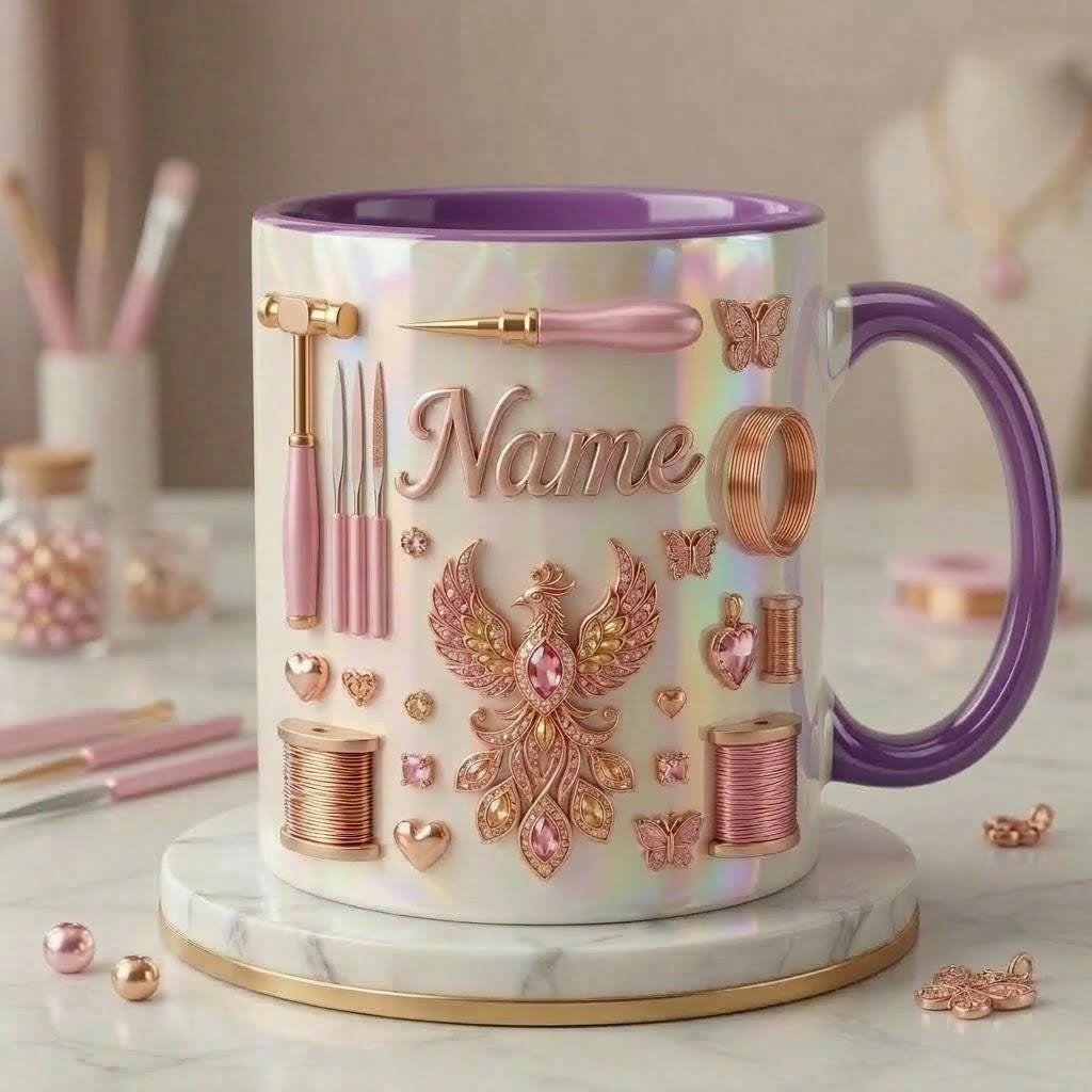 Jewelry Making Mug 3D, Custom Name Jewelry Artist Mug, Handmade Jewelry Gift,Faux 3D Effect Mug