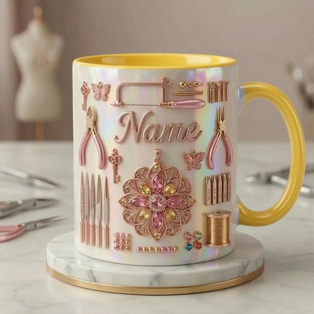 Nail Tech Mug 3D, Faux 3D Effect Mug, Nail Technician Mug, Custom Name Salon Gift