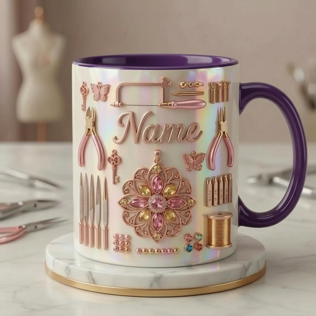 Nail Tech Mug 3D, Faux 3D Effect Mug, Nail Technician Mug, Custom Name Salon Gift