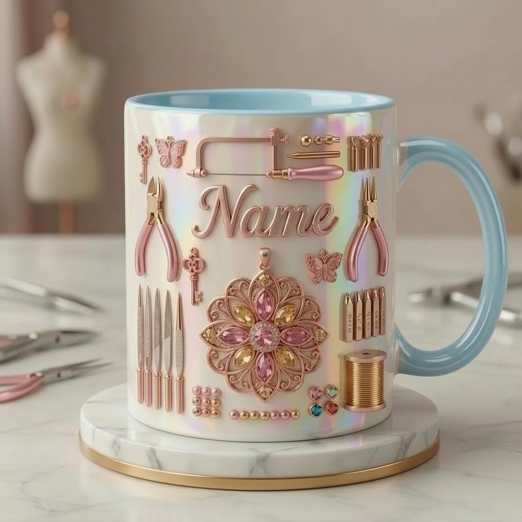 Nail Tech Mug 3D, Faux 3D Effect Mug, Nail Technician Mug, Custom Name Salon Gift