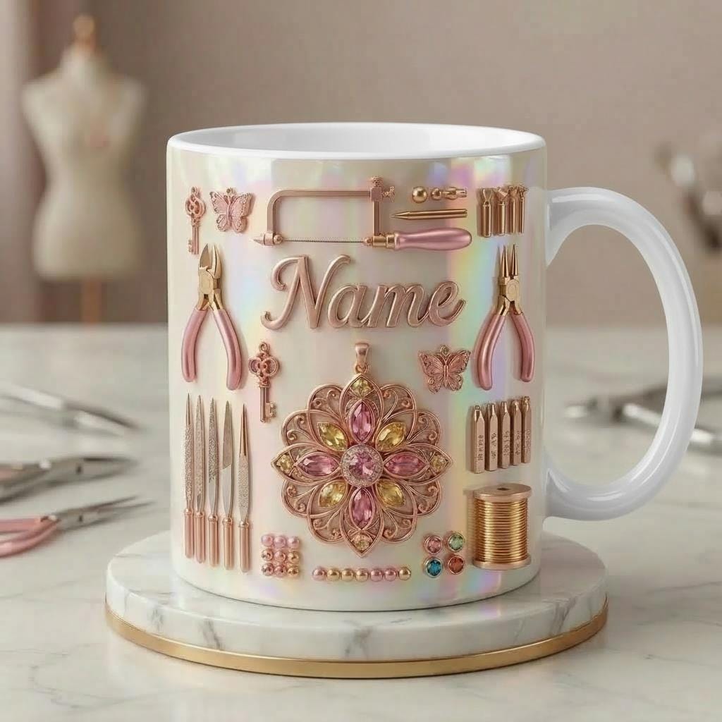 Nail Tech Mug 3D, Faux 3D Effect Mug, Nail Technician Mug, Custom Name Salon Gift
