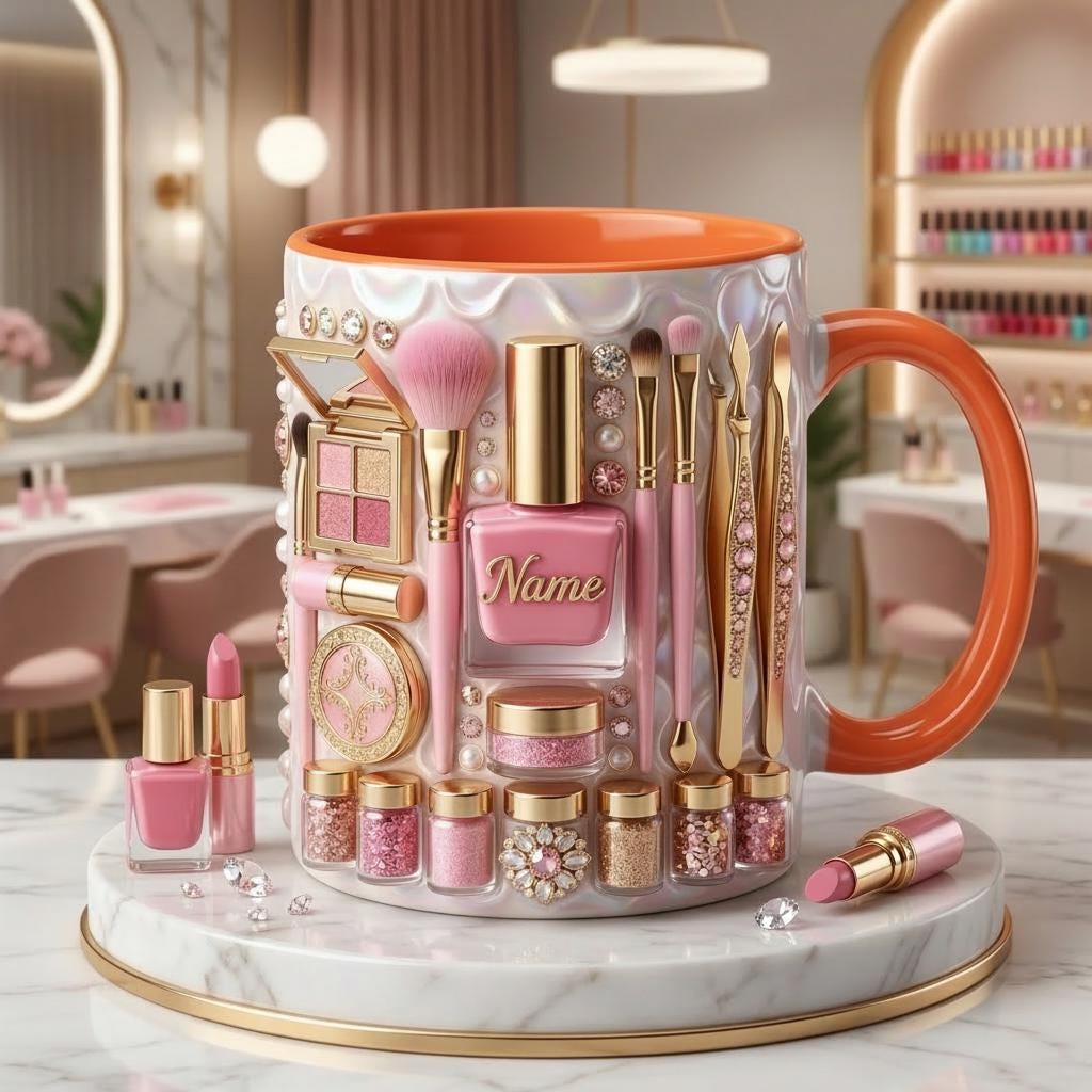 Nail Tech Mug 3D, Faux 3D Effect Mug, Nail Artist Coffee Cup, Personalized Nail Salon Gift