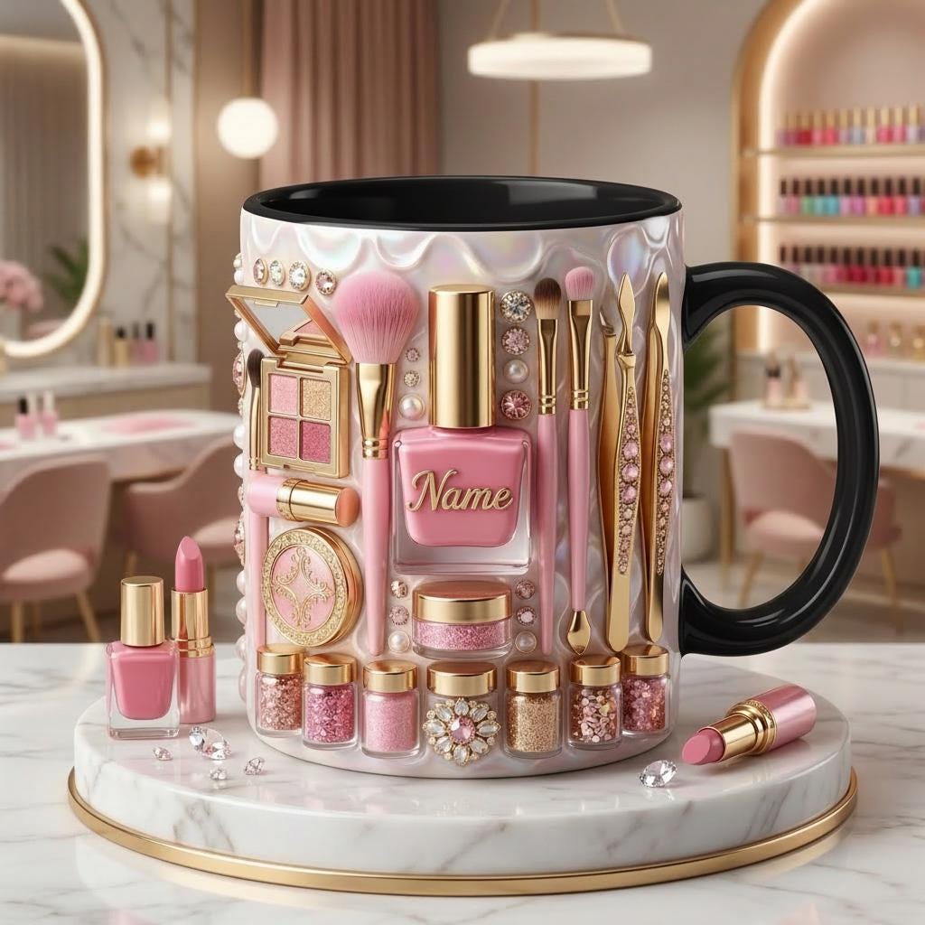 Nail Tech Mug 3D, Faux 3D Effect Mug, Nail Artist Coffee Cup, Personalized Nail Salon Gift