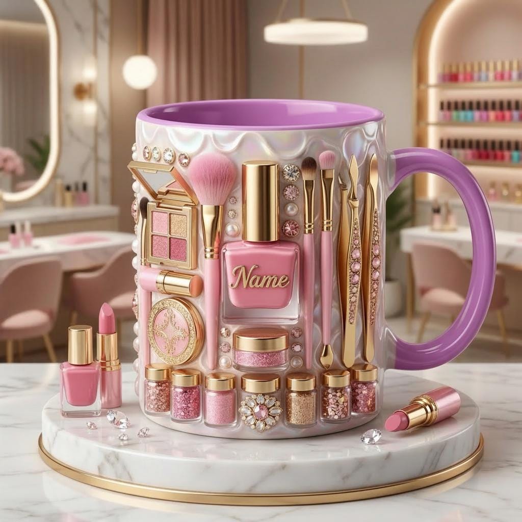 Nail Tech Mug 3D, Faux 3D Effect Mug, Nail Artist Coffee Cup, Personalized Nail Salon Gift