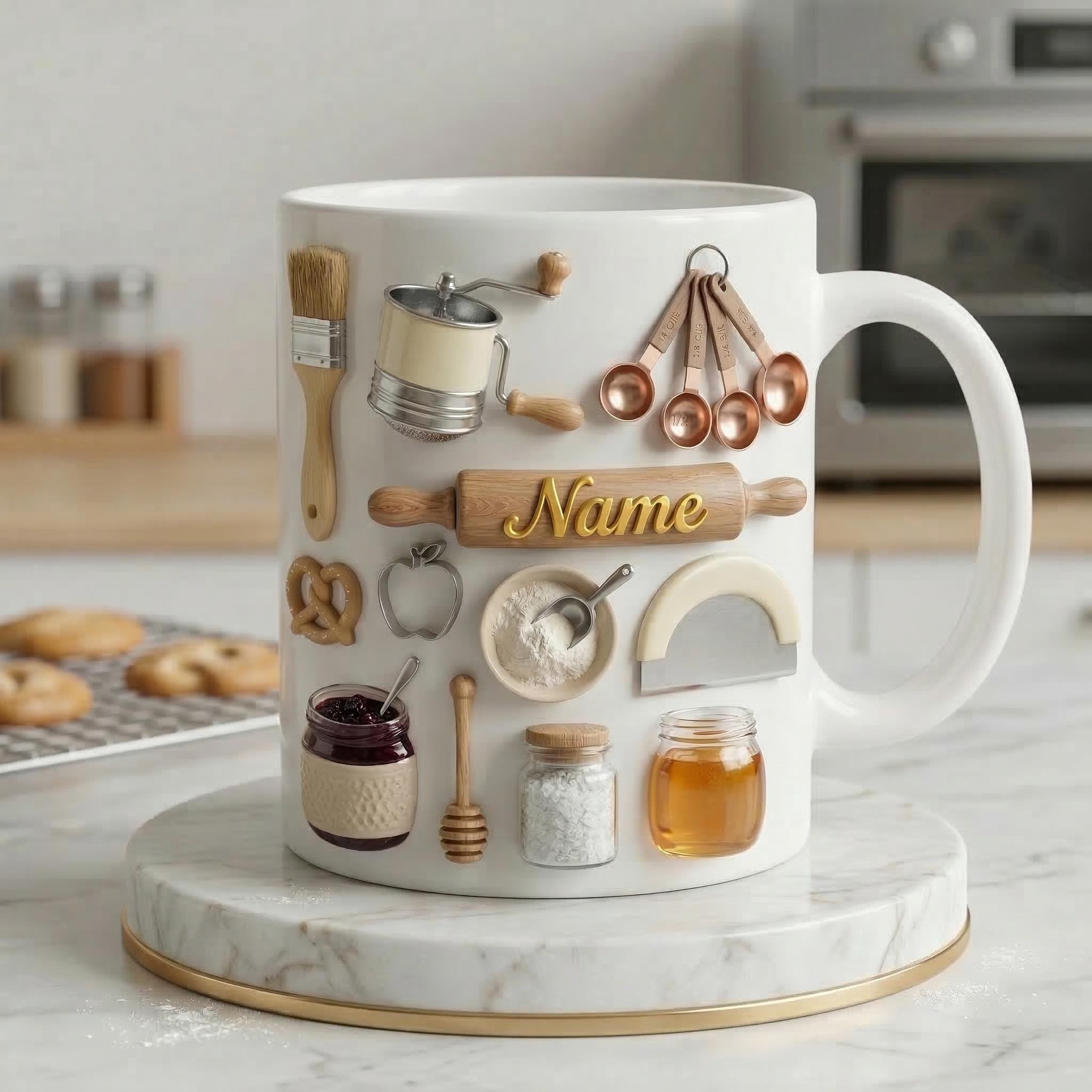 Baking Mug 3D, Faux 3D Mug, Baking Lover Coffee Mug, Funny Baking Gift, Kitchen Gift Idea, Baker Mug, Daily Mug