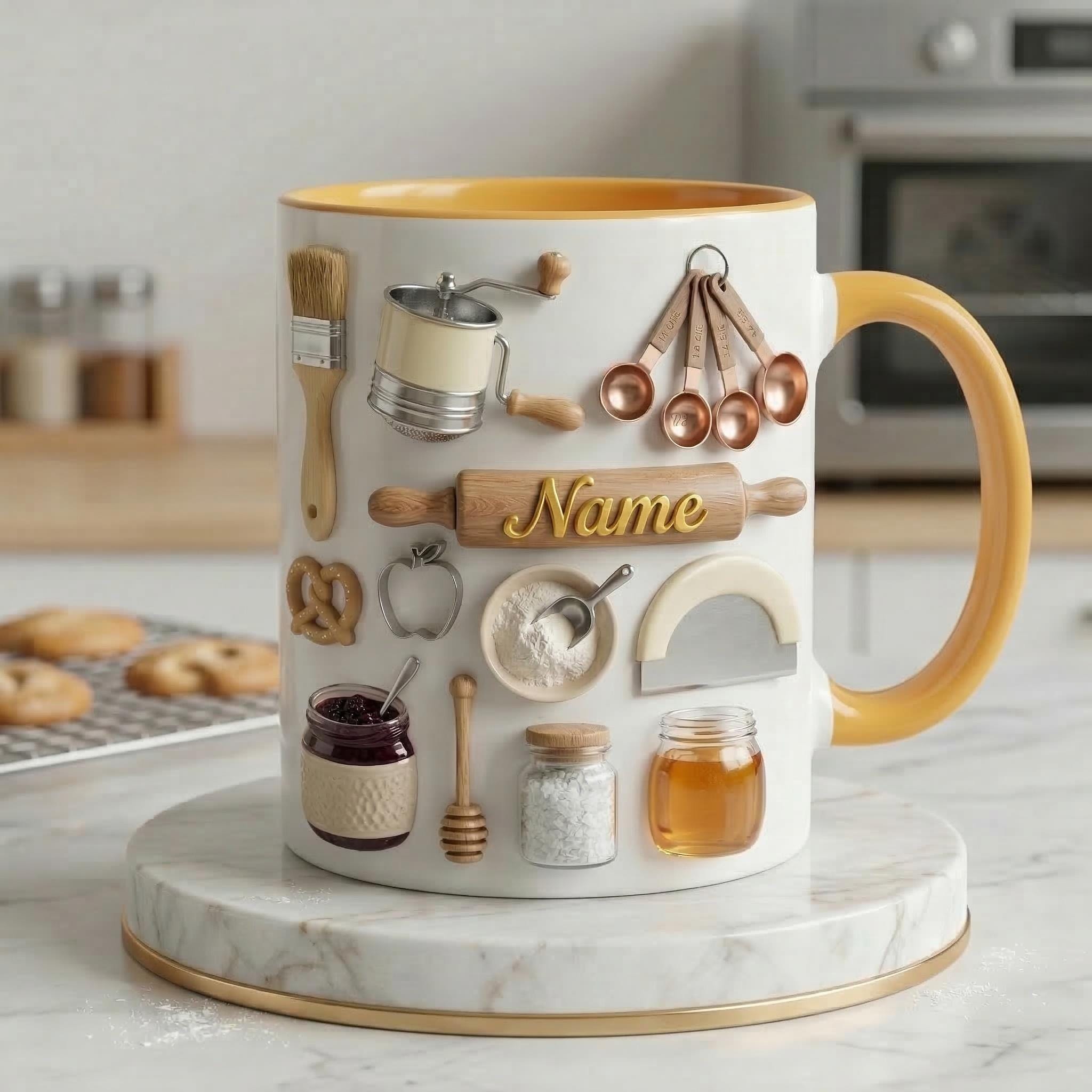 Baking Mug 3D, Faux 3D Mug, Baking Lover Coffee Mug, Funny Baking Gift, Kitchen Gift Idea, Baker Mug, Daily Mug