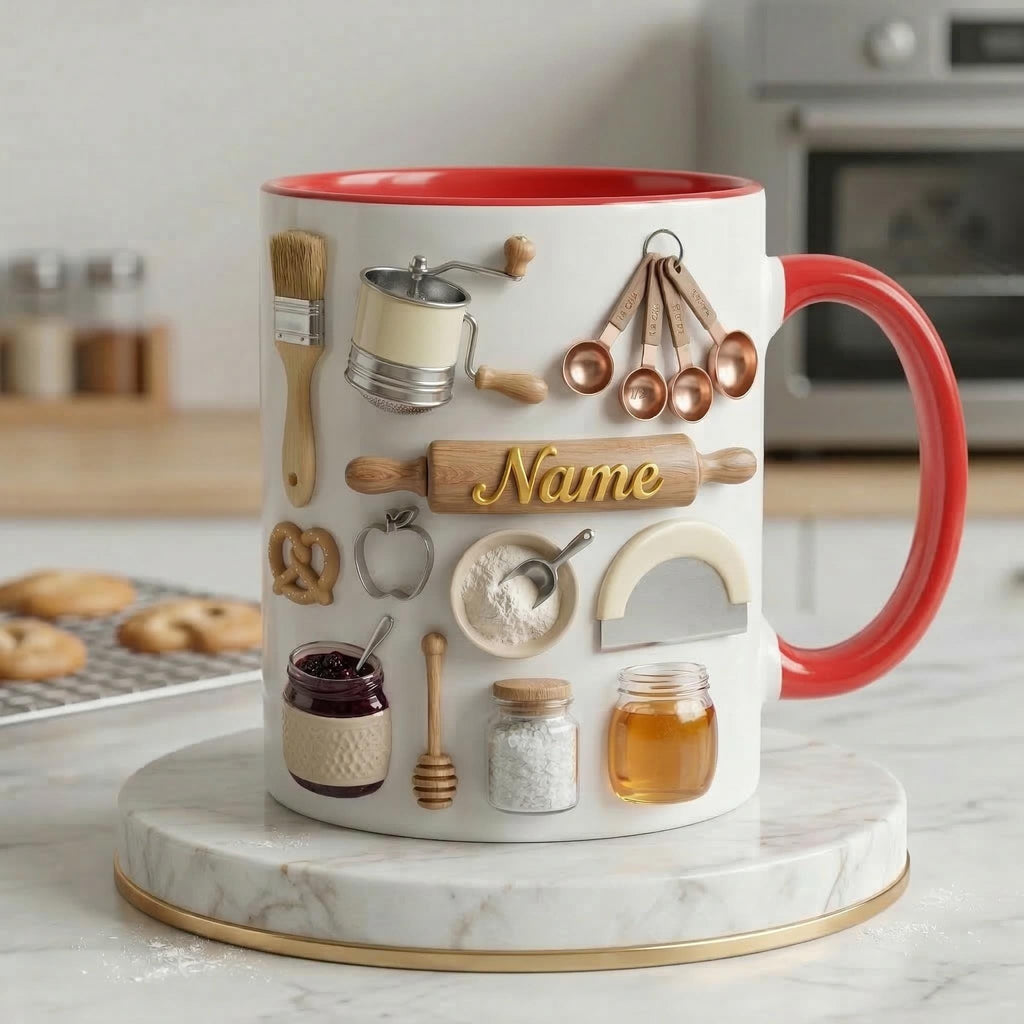 Baking Mug 3D, Faux 3D Mug, Baking Lover Coffee Mug, Funny Baking Gift, Kitchen Gift Idea, Baker Mug, Daily Mug
