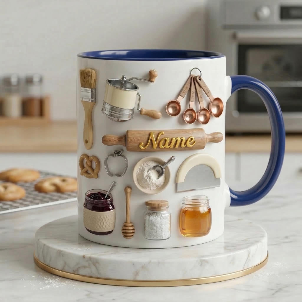 Baking Mug 3D, Faux 3D Mug, Baking Lover Coffee Mug, Funny Baking Gift, Kitchen Gift Idea, Baker Mug, Daily Mug