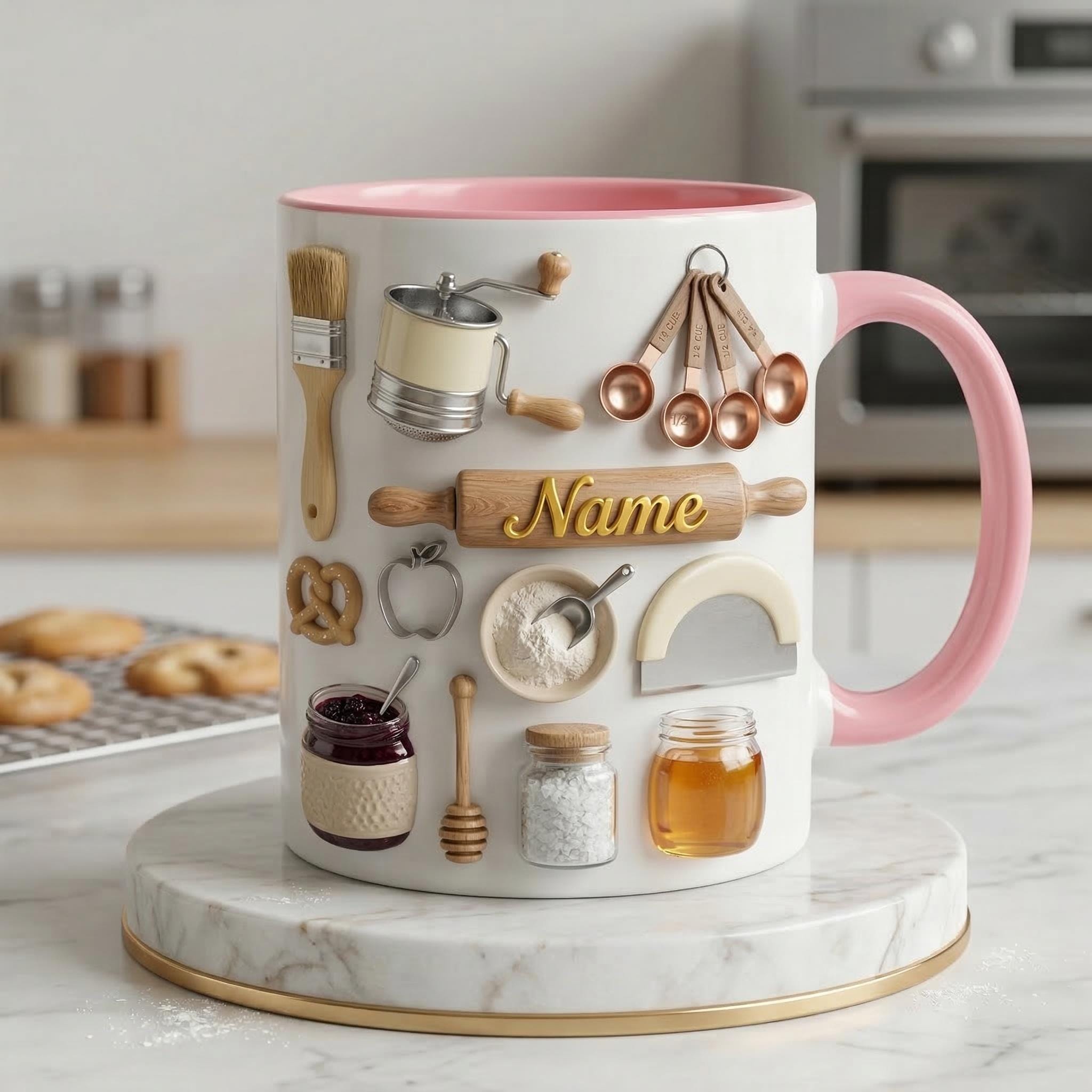 Baking Mug 3D, Faux 3D Mug, Baking Lover Coffee Mug, Funny Baking Gift, Kitchen Gift Idea, Baker Mug, Daily Mug