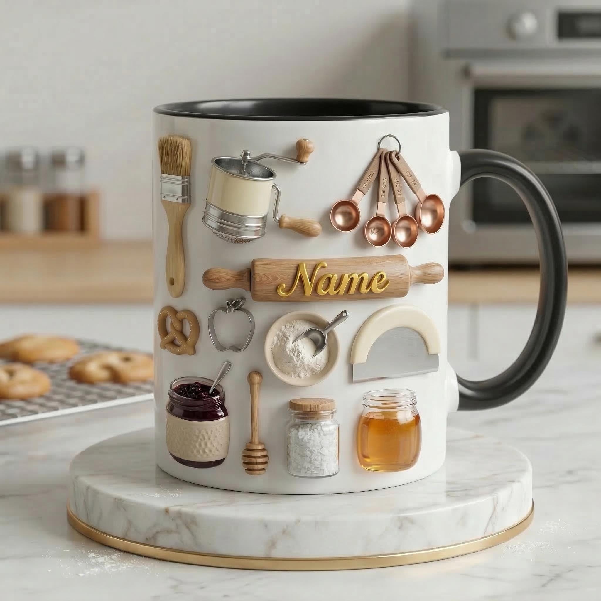 Baking Mug 3D, Faux 3D Mug, Baking Lover Coffee Mug, Funny Baking Gift, Kitchen Gift Idea, Baker Mug, Daily Mug