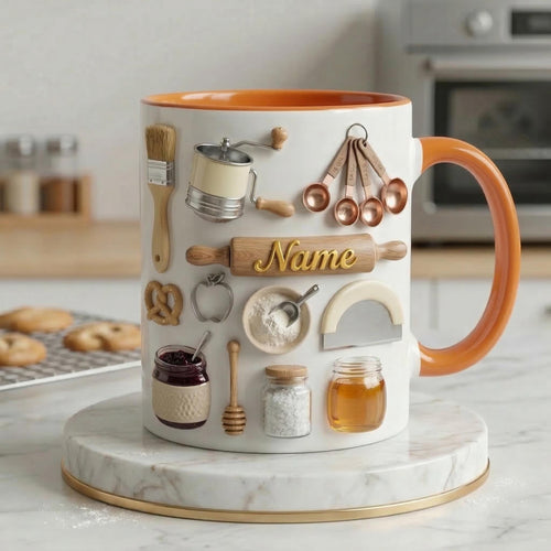 Baking Mug 3D, Faux 3D Mug, Baking Lover Coffee Mug, Funny Baking Gift, Kitchen Gift Idea, Baker Mug, Daily Mug