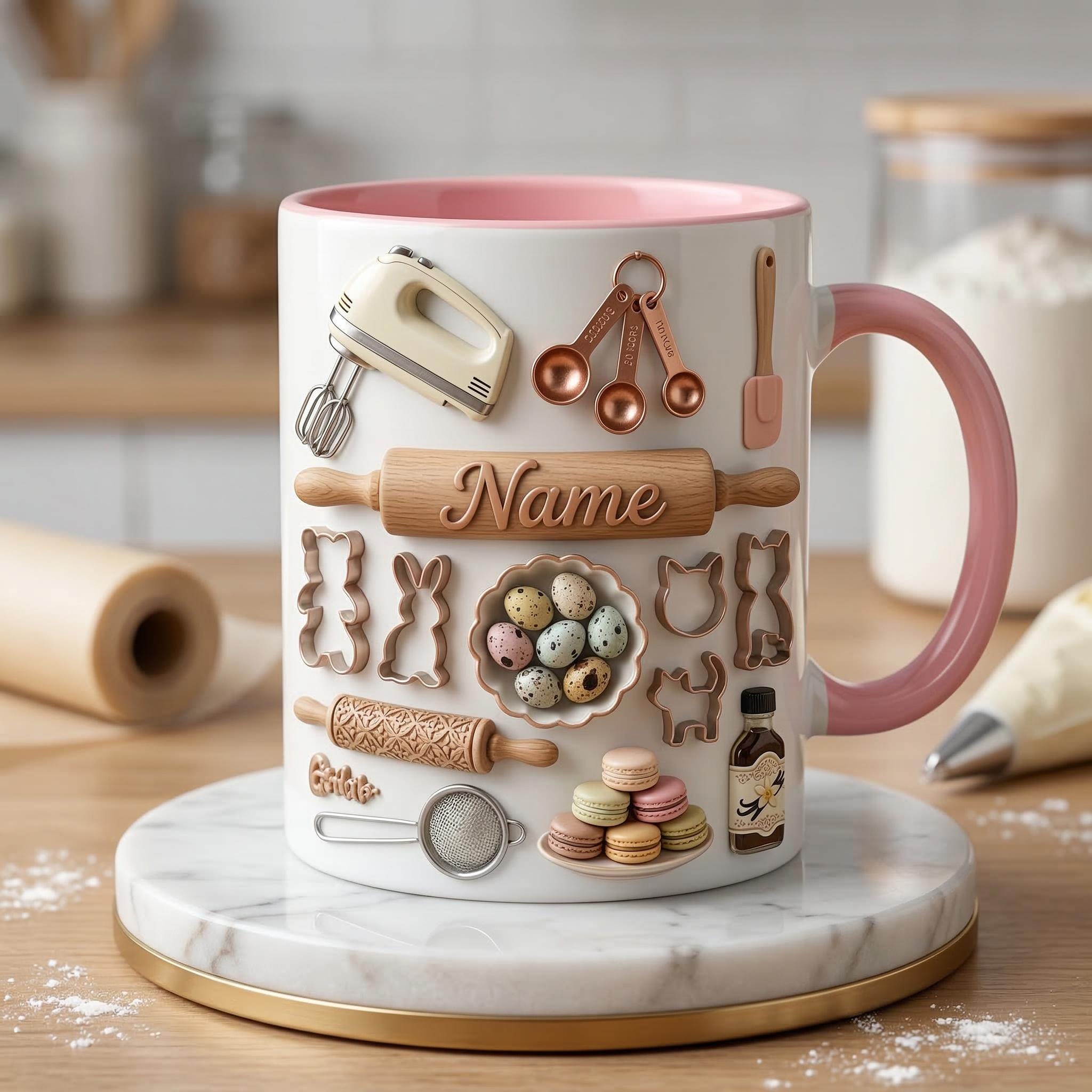 Baking Mug 3D, Faux 3D Mug, Baker Coffee Mug, Baking Lover Gift, Gift for Home Baker, Kitchen Mug, Baking Cup