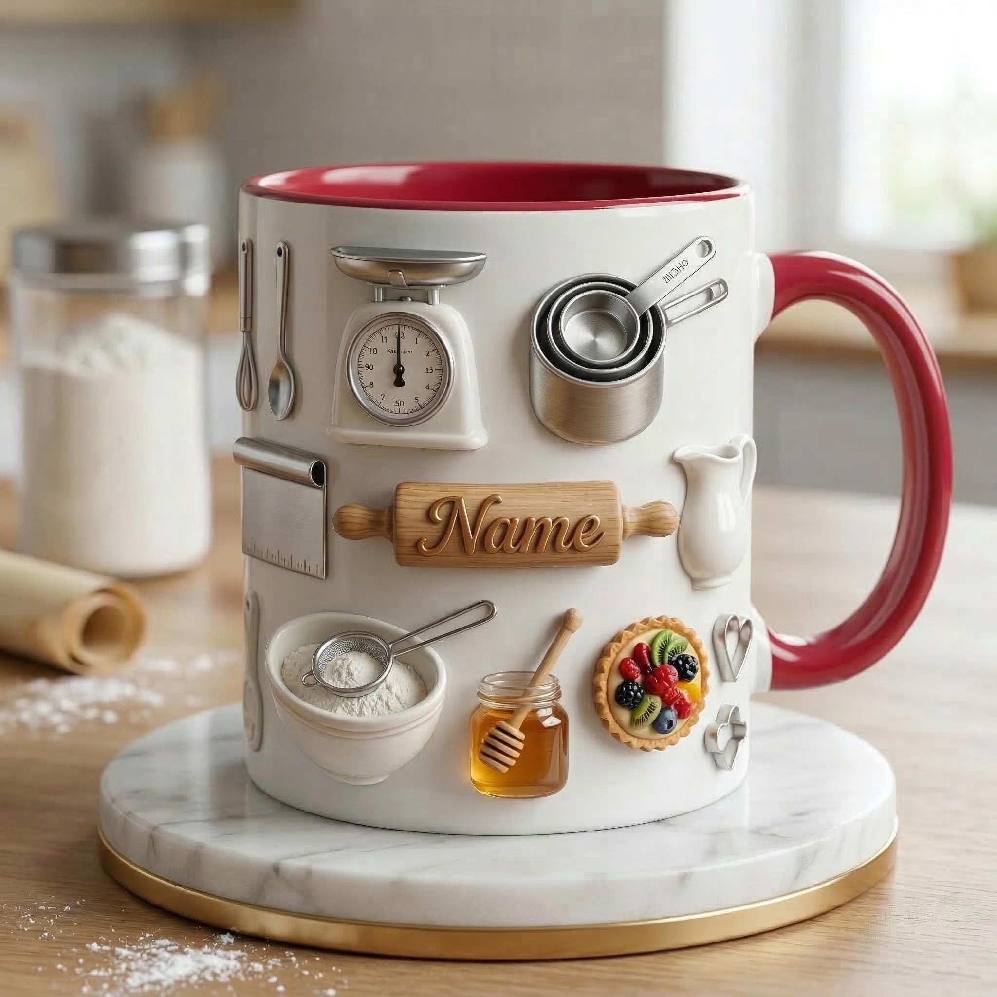 Baking Mug 3D, Faux 3D Mug, Baking Gift, Funny Baker Mug, Baking Lover Coffee Cup, Kitchen Life Mug, Casual Gift