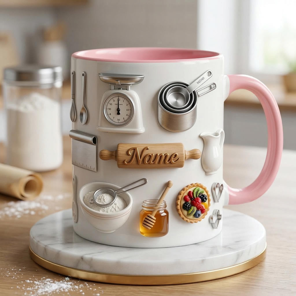 Baking Mug 3D, Faux 3D Mug, Baking Gift, Funny Baker Mug, Baking Lover Coffee Cup, Kitchen Life Mug, Casual Gift