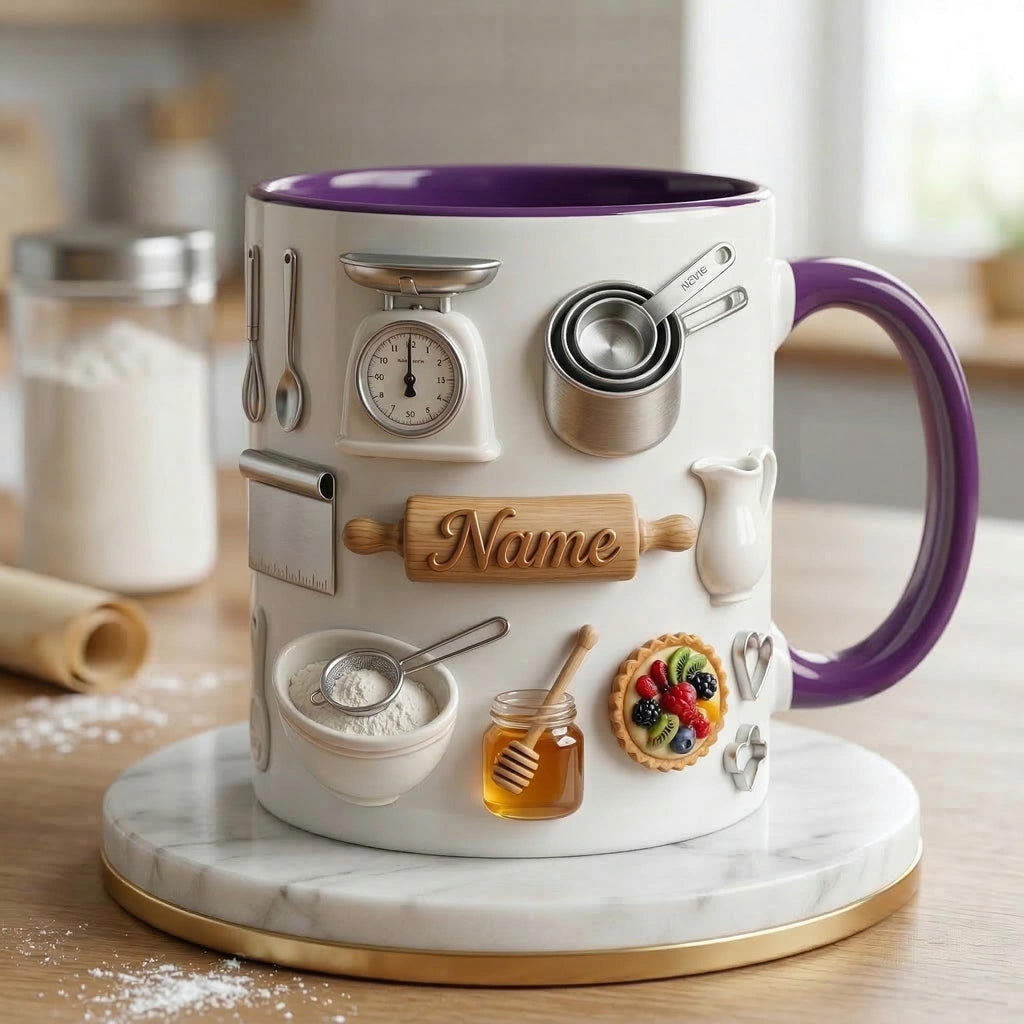 Baking Mug 3D, Faux 3D Mug, Baking Gift, Funny Baker Mug, Baking Lover Coffee Cup, Kitchen Life Mug, Casual Gift