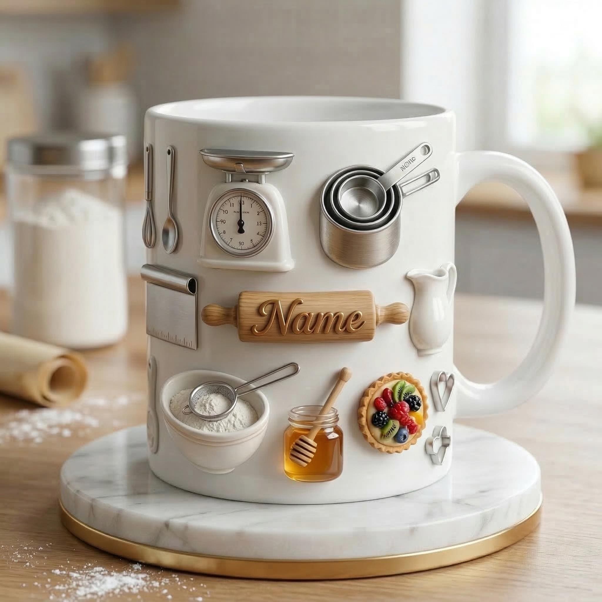 Baking Mug 3D, Faux 3D Mug, Baking Gift, Funny Baker Mug, Baking Lover Coffee Cup, Kitchen Life Mug, Casual Gift