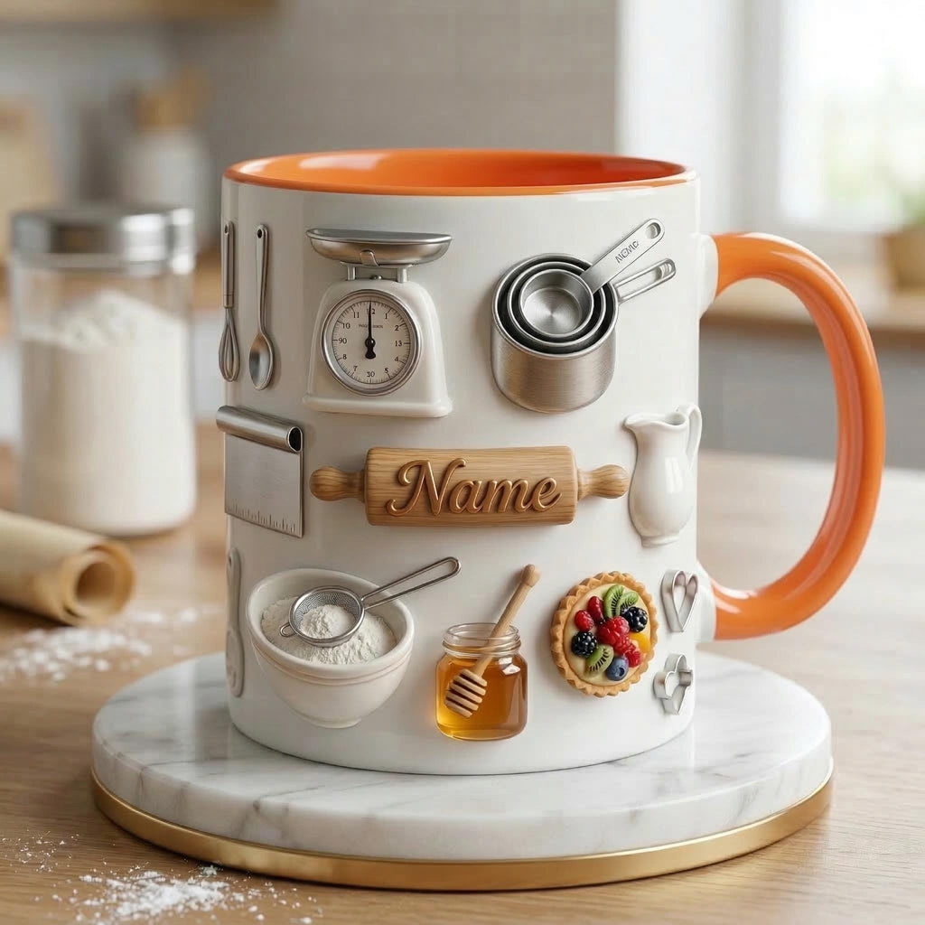Baking Mug 3D, Faux 3D Mug, Baking Gift, Funny Baker Mug, Baking Lover Coffee Cup, Kitchen Life Mug, Casual Gift