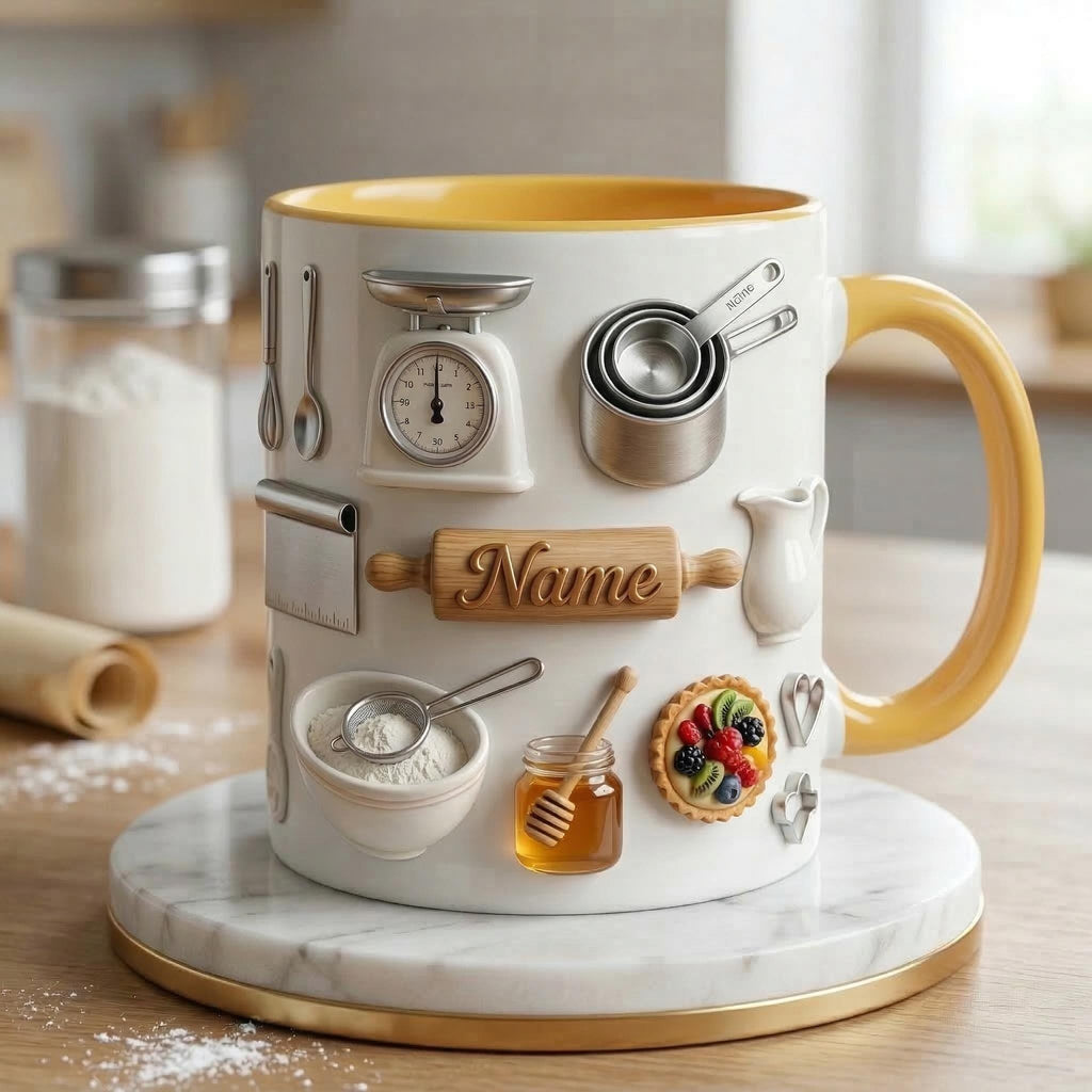 Baking Mug 3D, Faux 3D Mug, Baking Gift, Funny Baker Mug, Baking Lover Coffee Cup, Kitchen Life Mug, Casual Gift