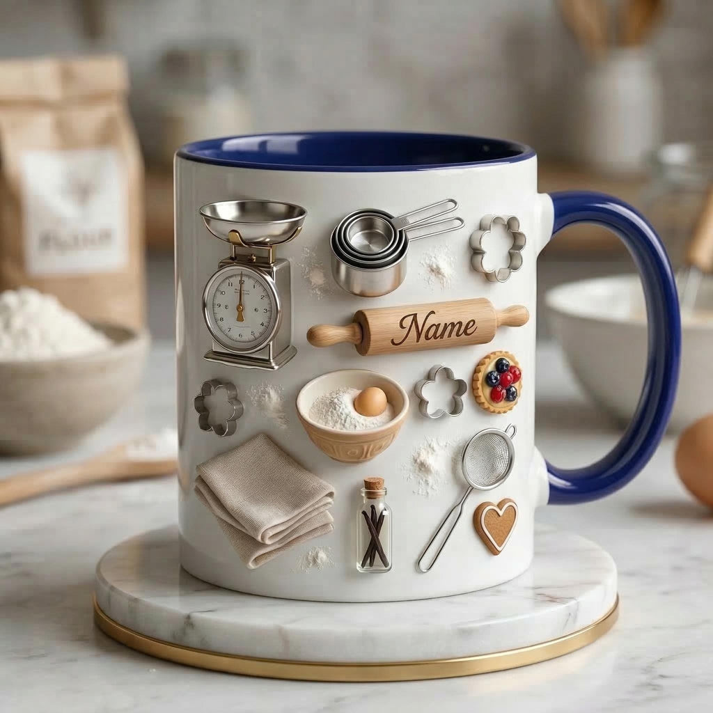Baking Mug 3D, Faux 3D Mug, Baker Gift Idea, Baking Coffee Mug, Gift for Baking Lover, Kitchen Lover Mug, Cute Gift