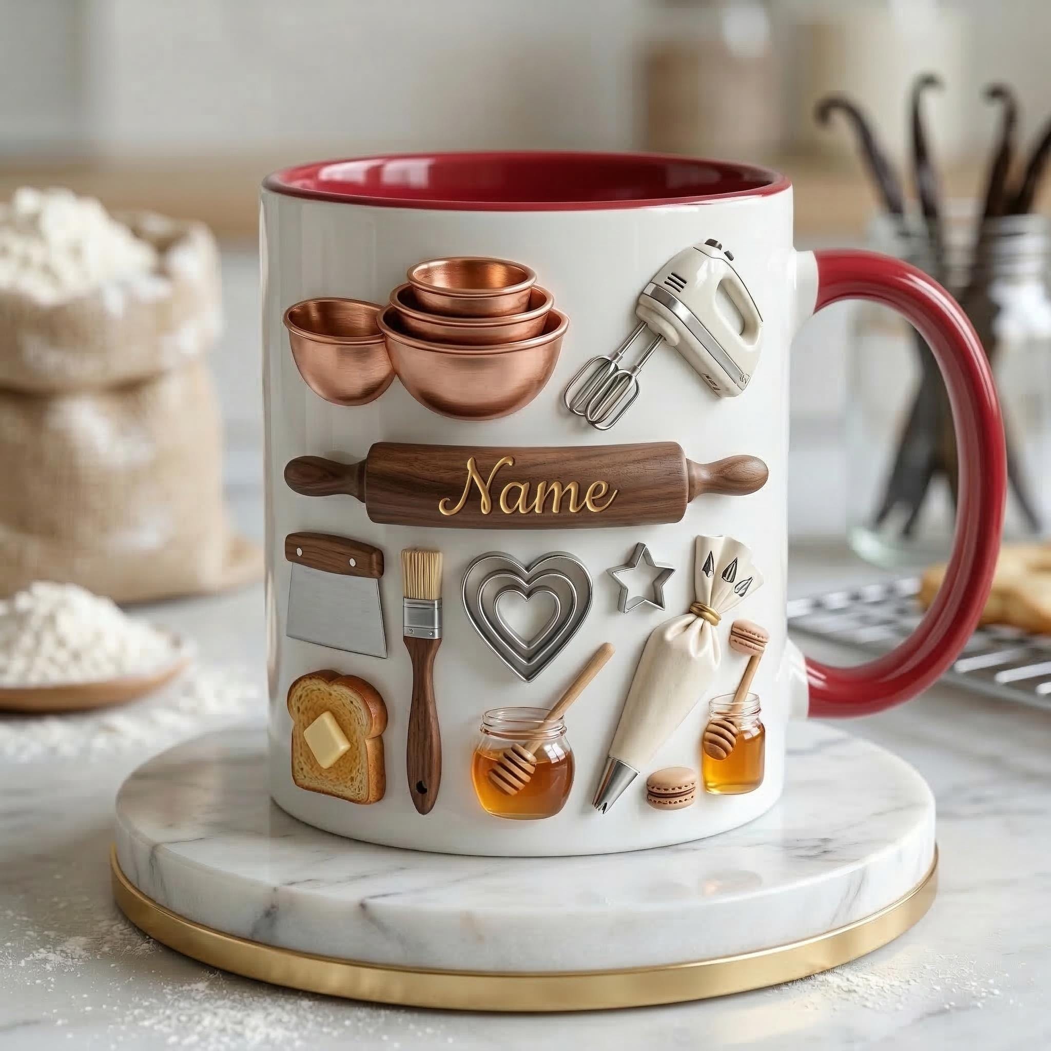 Baking Mug 3D, Faux 3D Mug, Baking Lover Gift, Funny Baker Coffee Mug, Gift for Baker, Kitchen Mug, Hobby Gift