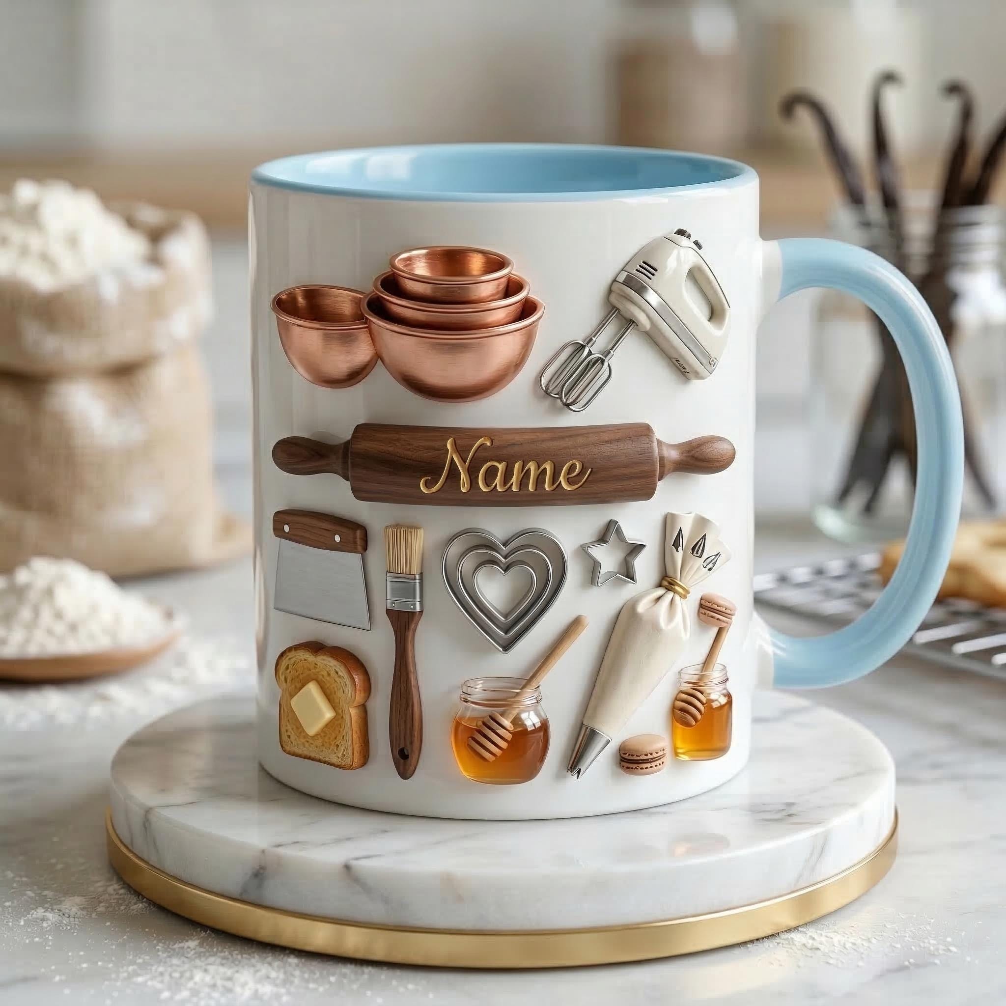 Baking Mug 3D, Faux 3D Mug, Baking Lover Gift, Funny Baker Coffee Mug, Gift for Baker, Kitchen Mug, Hobby Gift