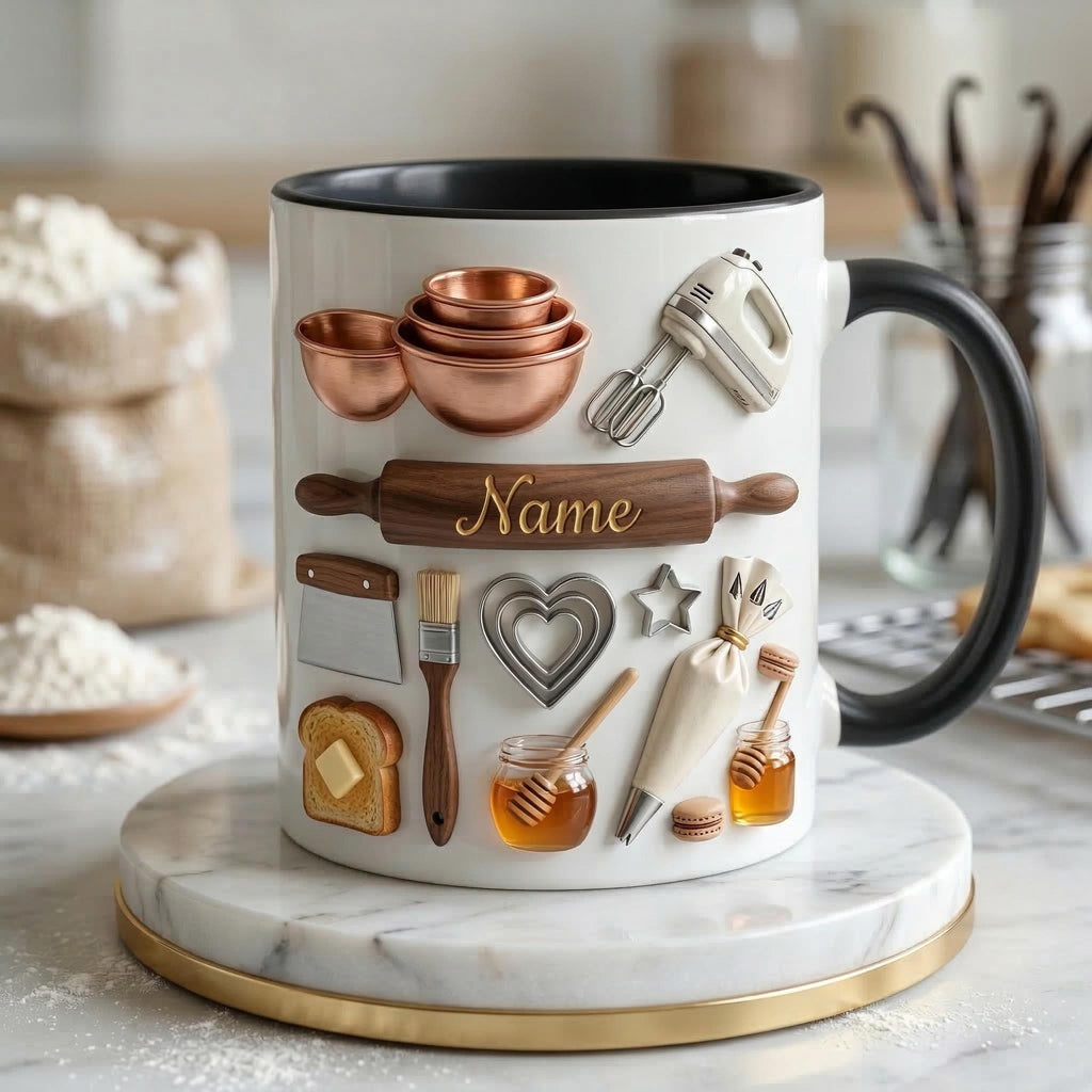 Baking Mug 3D, Faux 3D Mug, Baking Lover Gift, Funny Baker Coffee Mug, Gift for Baker, Kitchen Mug, Hobby Gift