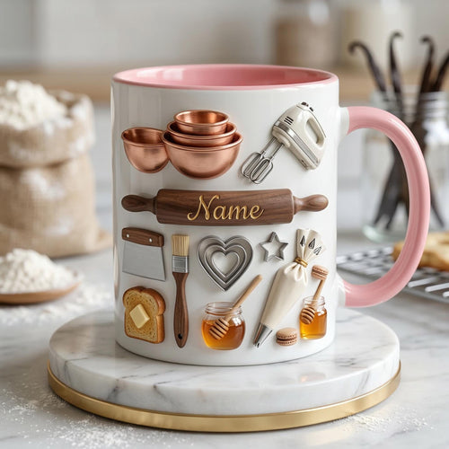 Baking Mug 3D, Faux 3D Mug, Baking Lover Gift, Funny Baker Coffee Mug, Gift for Baker, Kitchen Mug, Hobby Gift