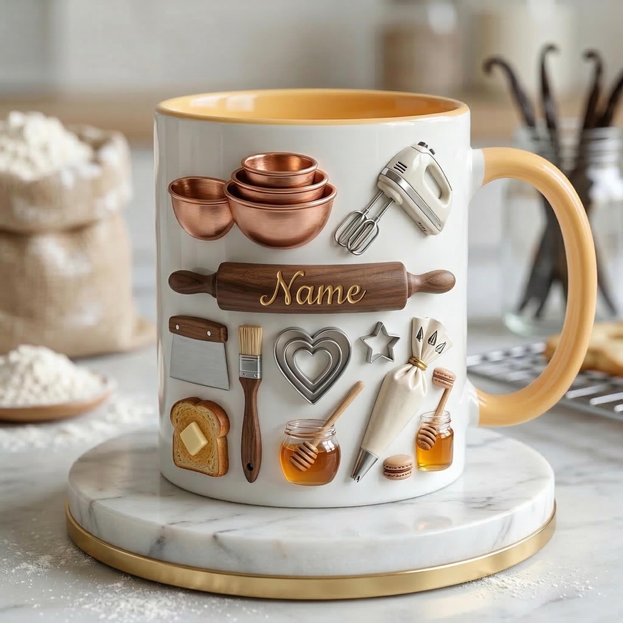 Baking Mug 3D, Faux 3D Mug, Baking Lover Gift, Funny Baker Coffee Mug, Gift for Baker, Kitchen Mug, Hobby Gift