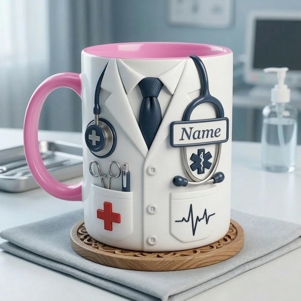 Doctor Faux 3D Accent Mug, Custom Name Doctor Cup, Healthcare Gift for Him