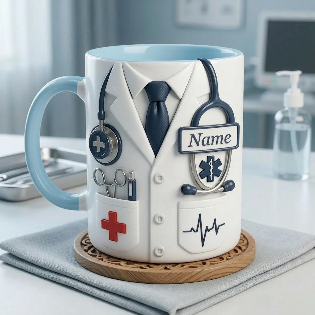 Doctor Faux 3D Accent Mug, Custom Name Doctor Cup, Healthcare Gift for Him