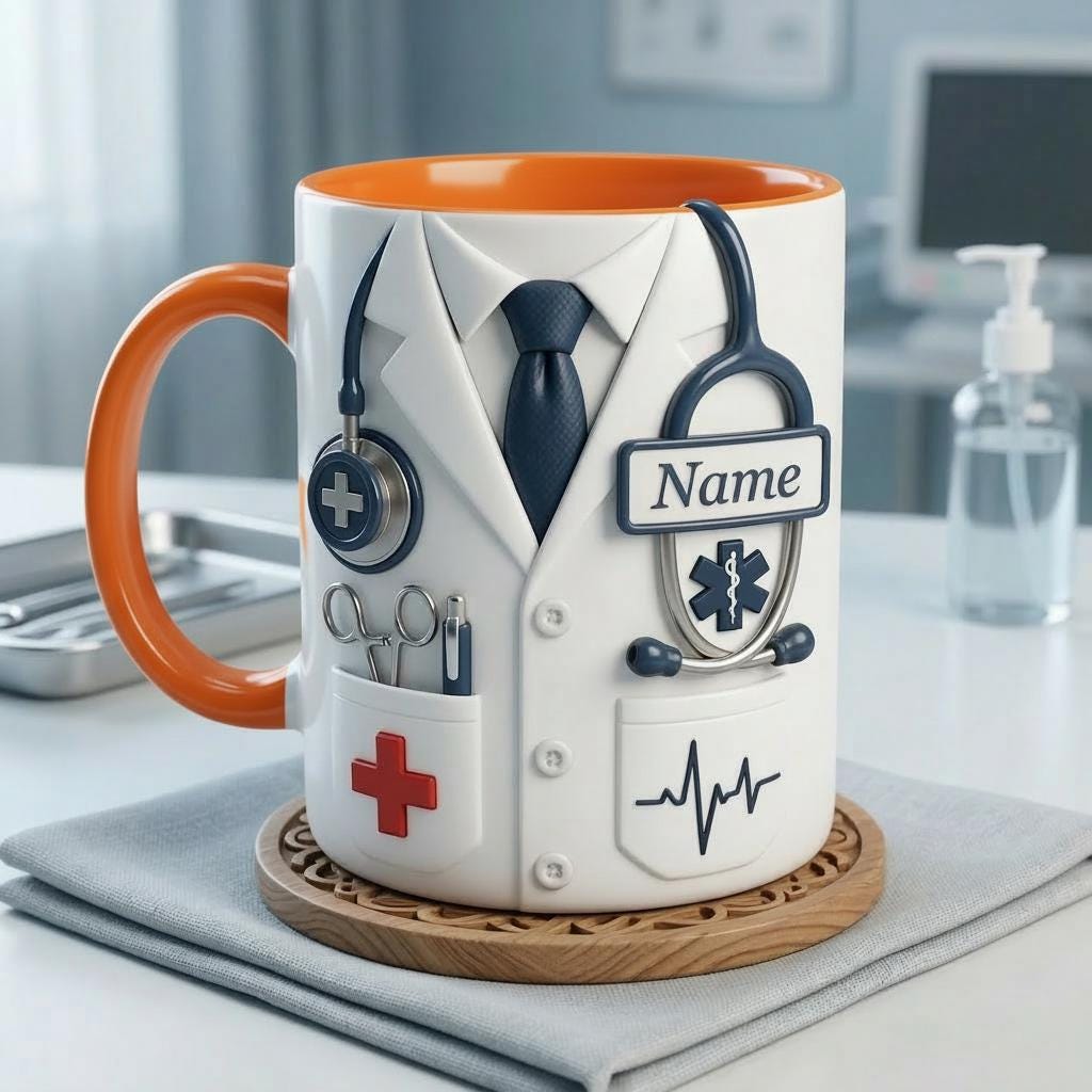 Doctor Faux 3D Accent Mug, Custom Name Doctor Cup, Healthcare Gift for Him