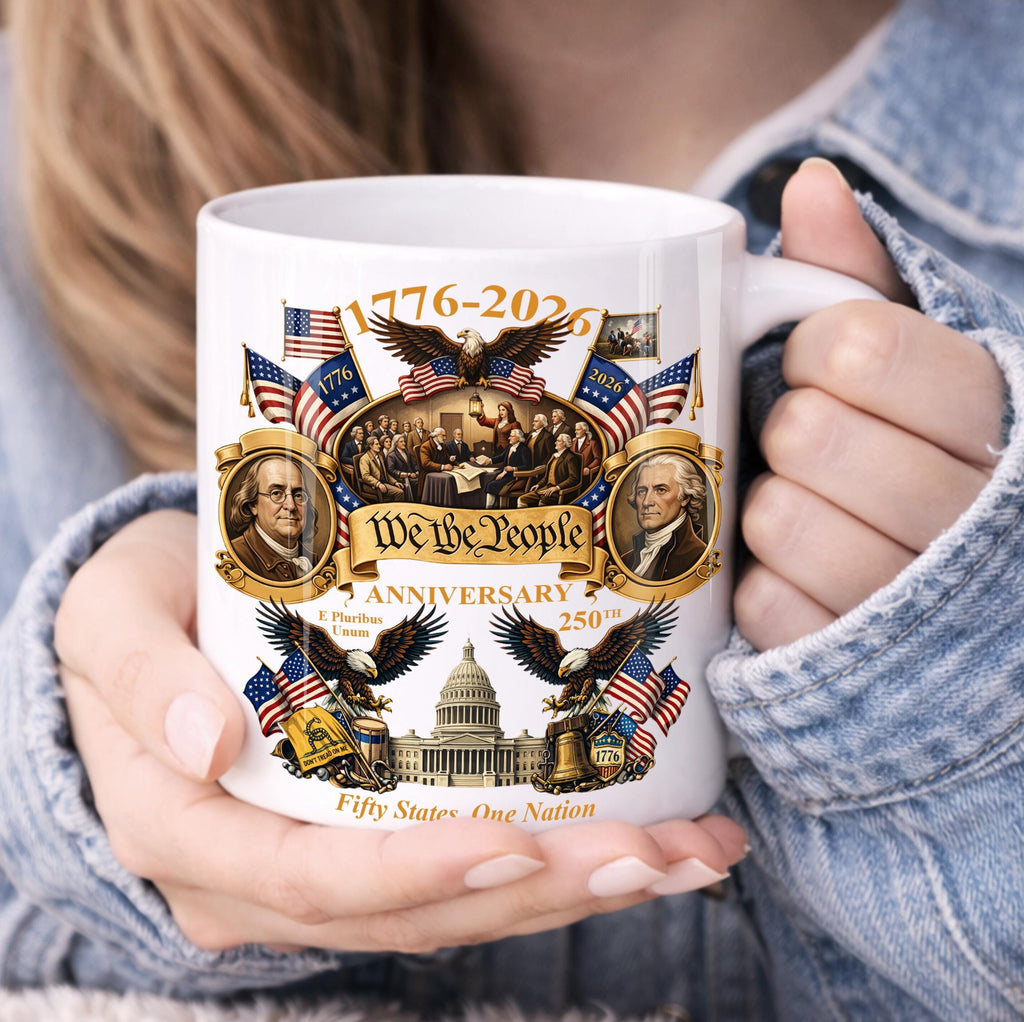 1776-2026 America 250th Anniversary Mug, We The People Patriotic Coffee Mug, 3D Print Effect Mug