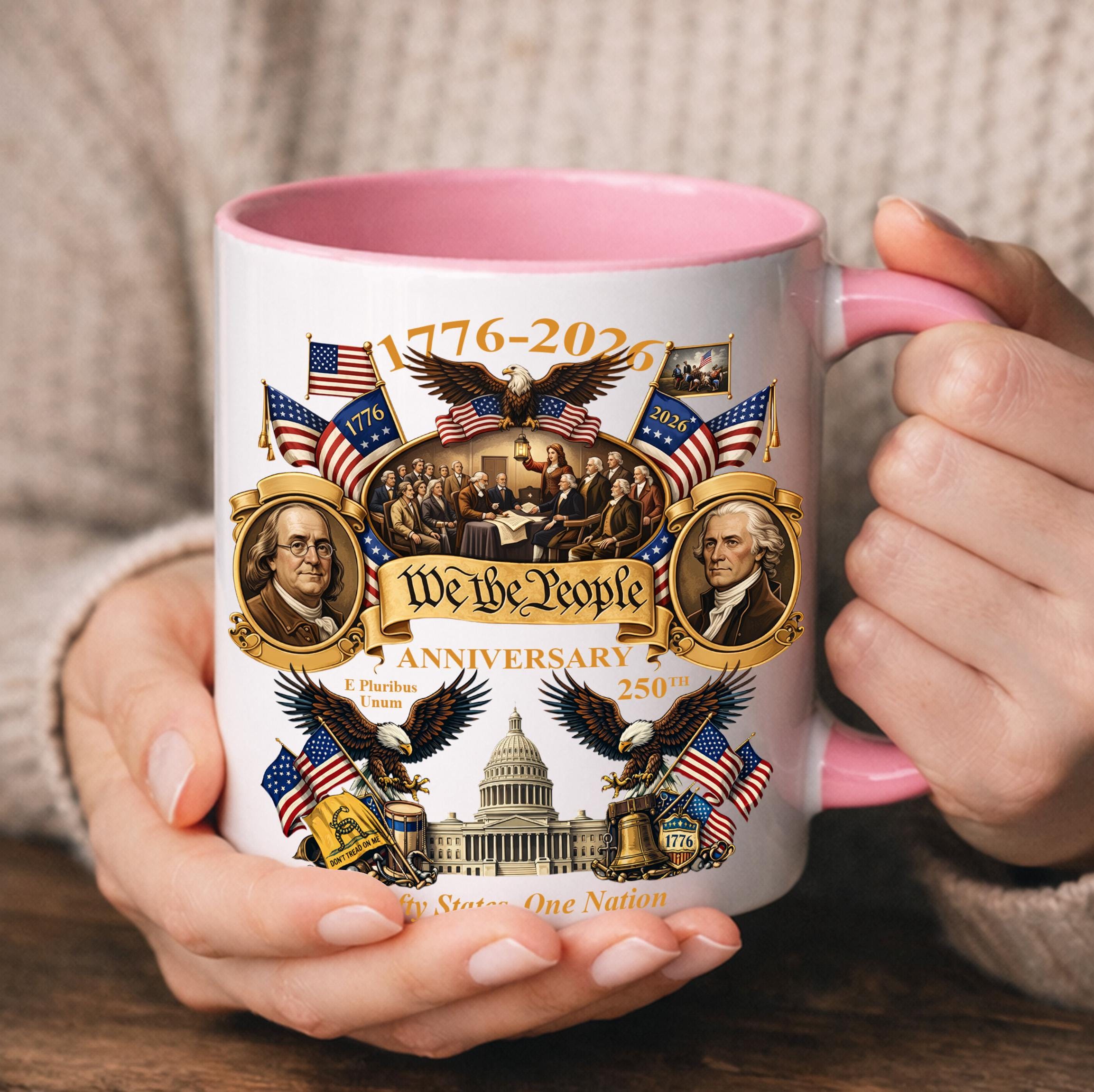 1776-2026 America 250th Anniversary Mug, We The People Patriotic Coffee Mug, 3D Print Effect Mug