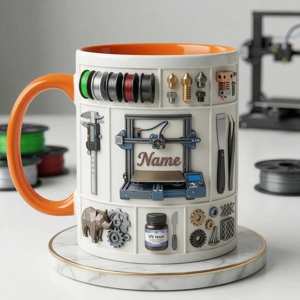 Personalized 3D Printer Accent Mug, Custom Name Maker Coffee Cup