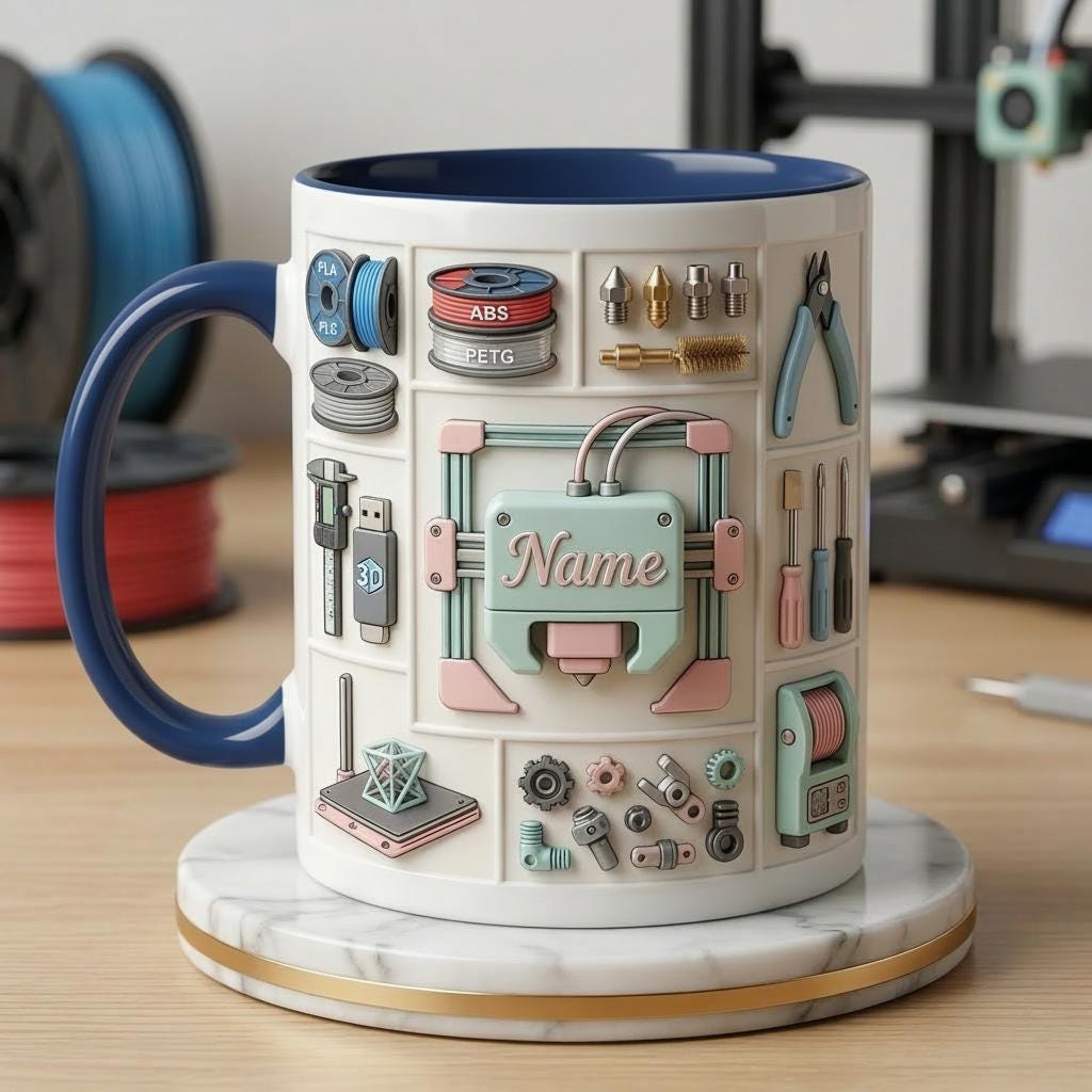 3D Printer Lover Ceramic Mug, Personalized Tech Gift, Coffee Cup