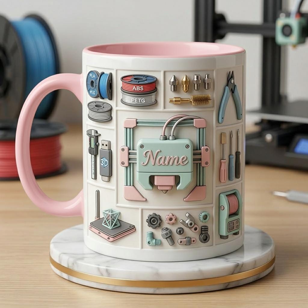 3D Printer Lover Ceramic Mug, Personalized Tech Gift, Coffee Cup